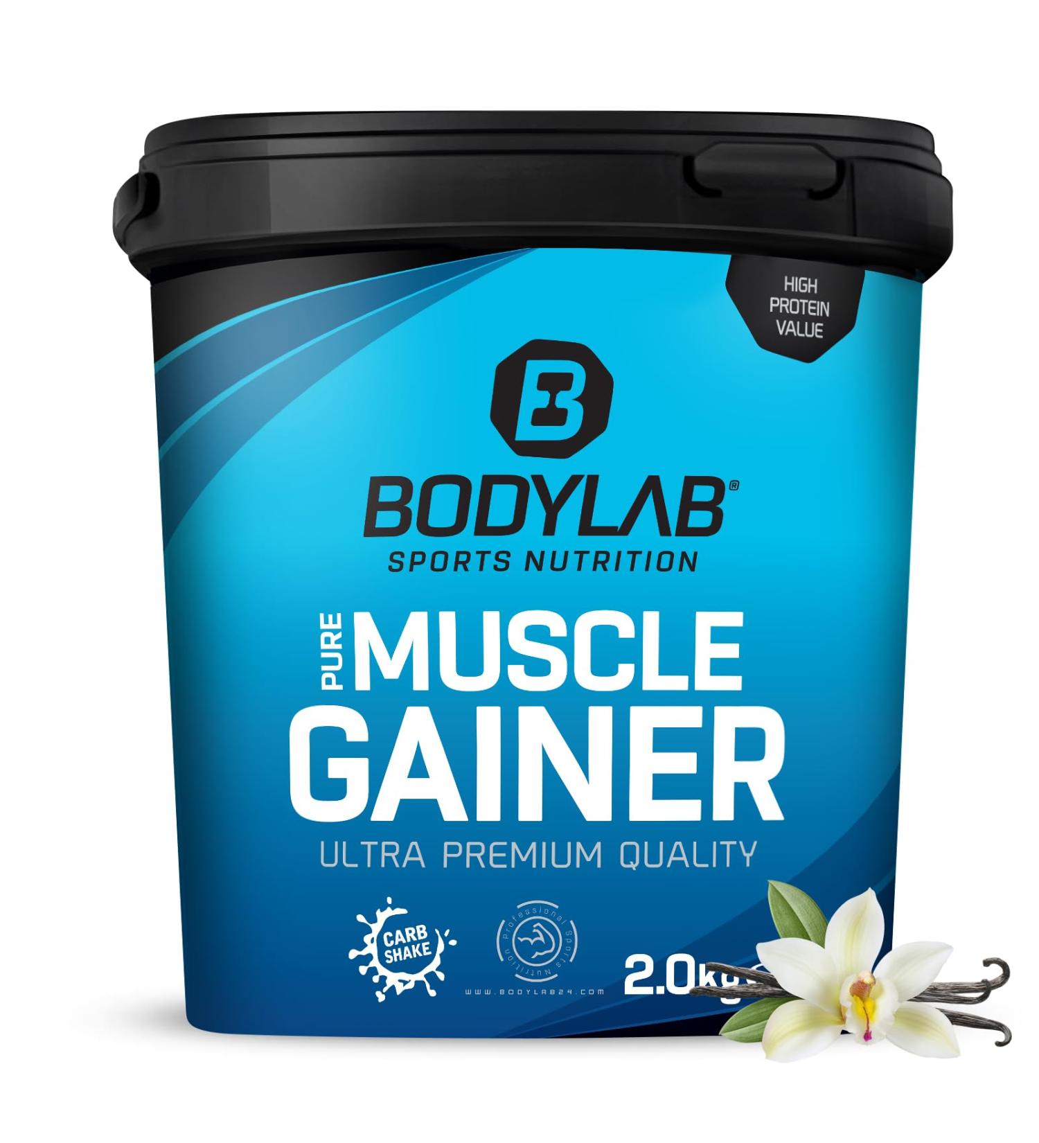 BODYLAB24 Pure Muscle Gainer Vanilla 2000g - High Protein Natural Carbs Creatine Enriched Weight Gainer Shake for Muscle Mass - Buy Online on GoSupps.com