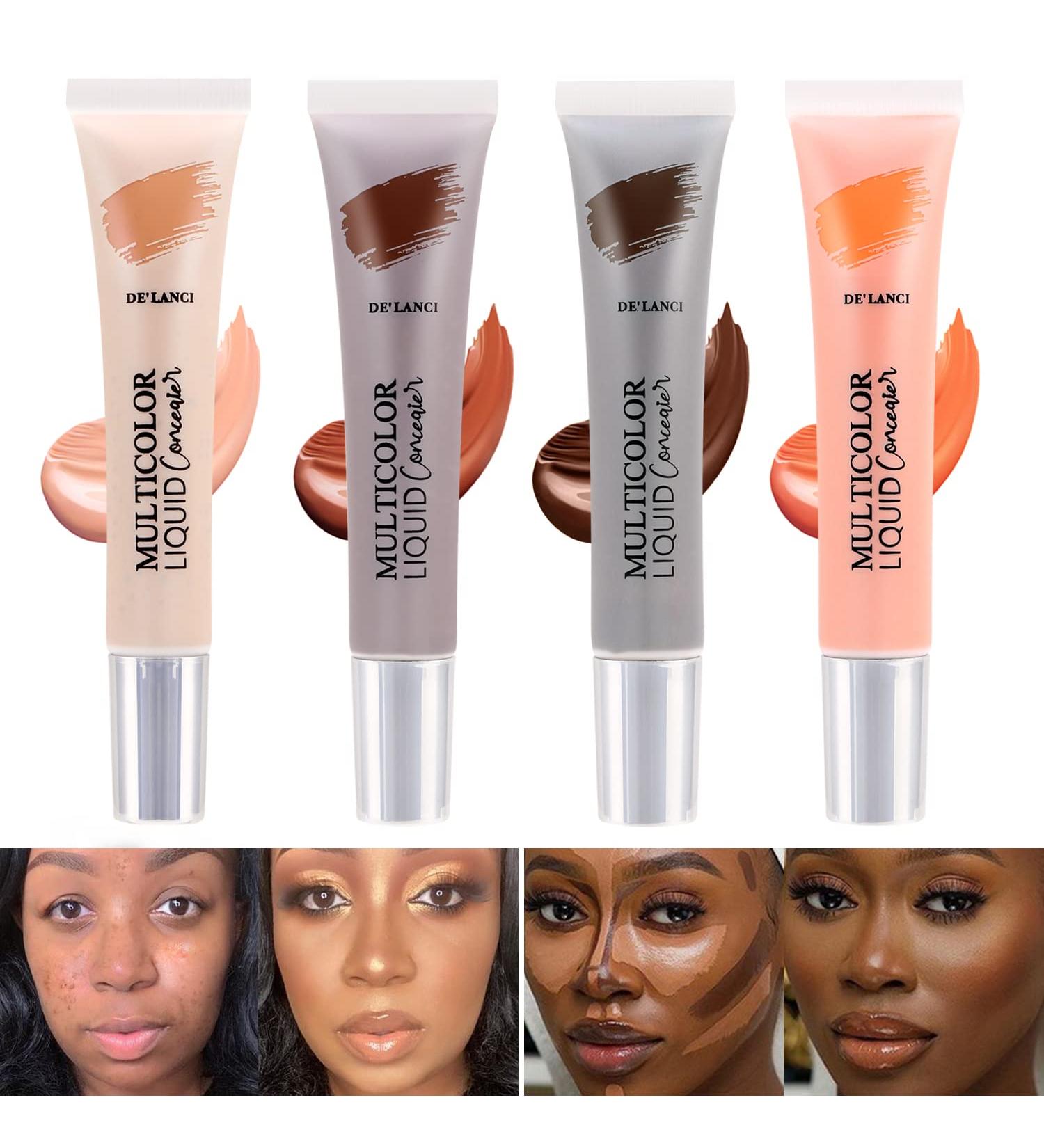 DE'LANCI Color Correcting Concealer Kit for Black Women - Orange, Natural Shades - Waterproof, Full Coverage, Matte Finish - 0.67 Oz - Buy Online on GoSupps.com