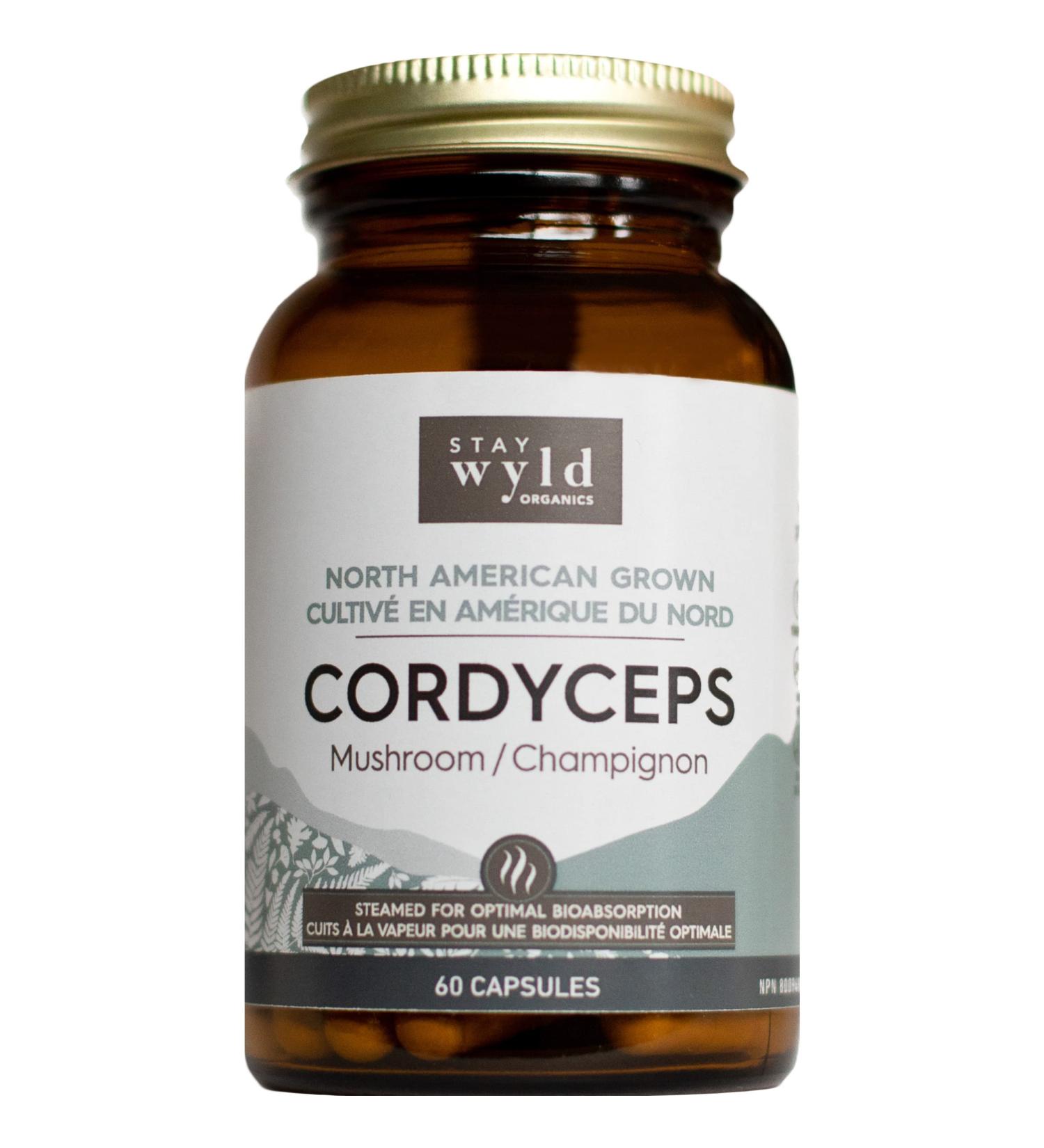 Stay Wyld - Organic Cordyceps Mushroom Capsules - Real Mushrooms - Energy Immunity & Vitality Mushroom Supplement - Athletic Performance & Hormone Regulation - 100% Canadian Grown - 60 Capsules Cordyceps - Capsules - Buy Online on GoSupps.com