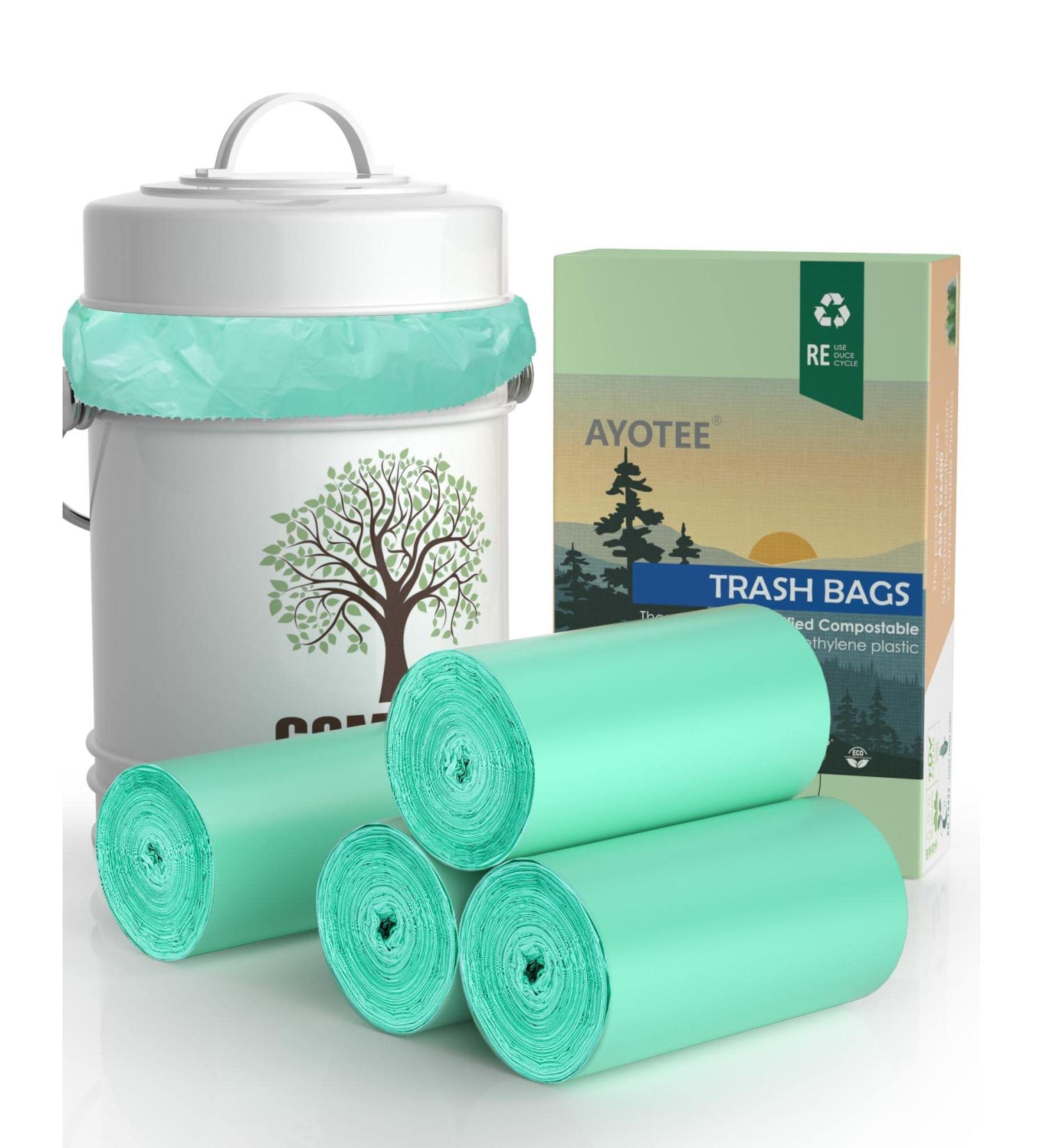 AYOTEE 100% Compostable Trash Bags - 1.3 Gallon Small Kitchen Compost Bags (125 Count) - Buy Online on GoSupps.com
