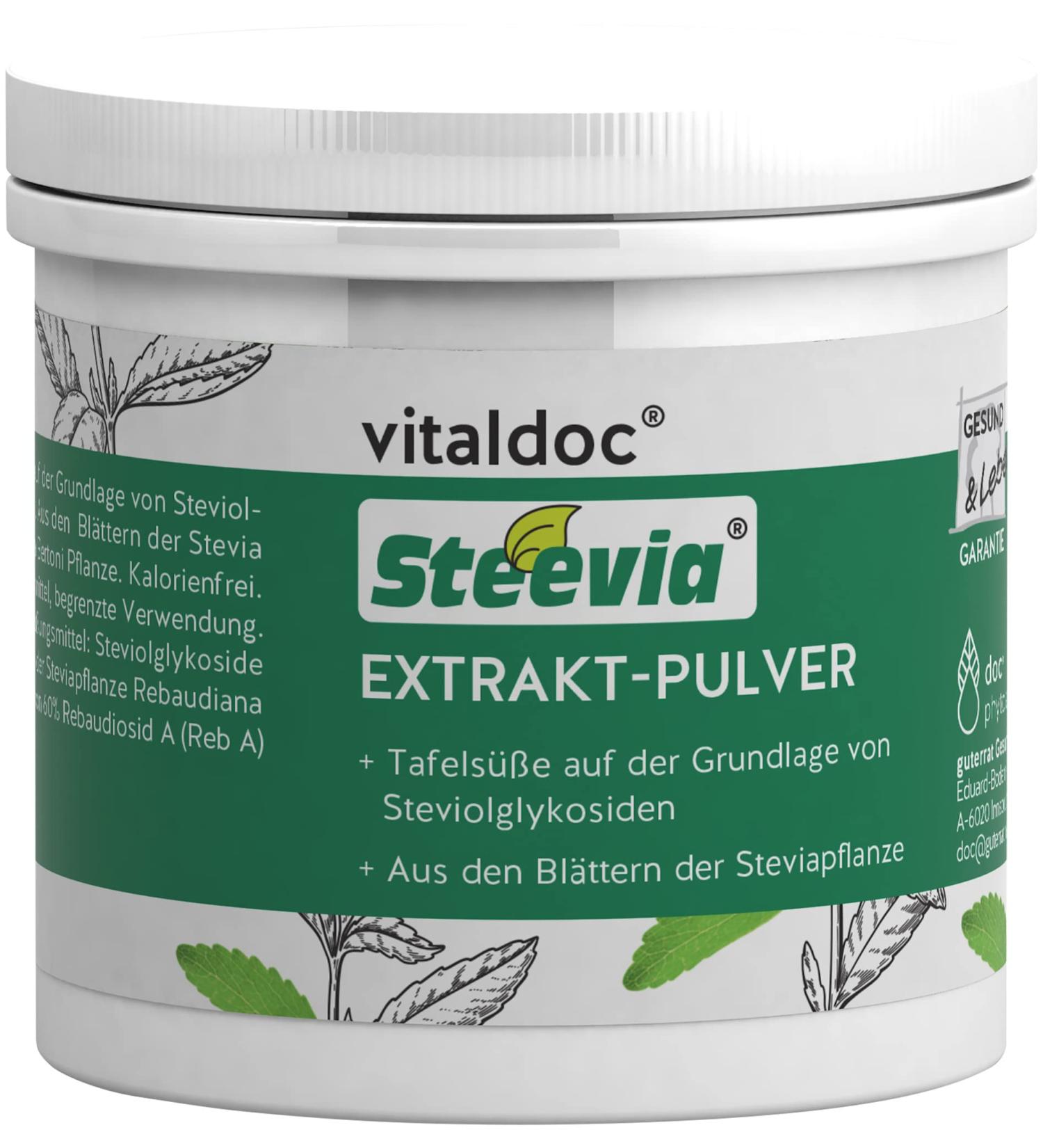 Health & Life |New design |Vitaldoc Steevia extract powder 50 g |Up to 350 x sweetie than sugar |To sweeten food and drinks
