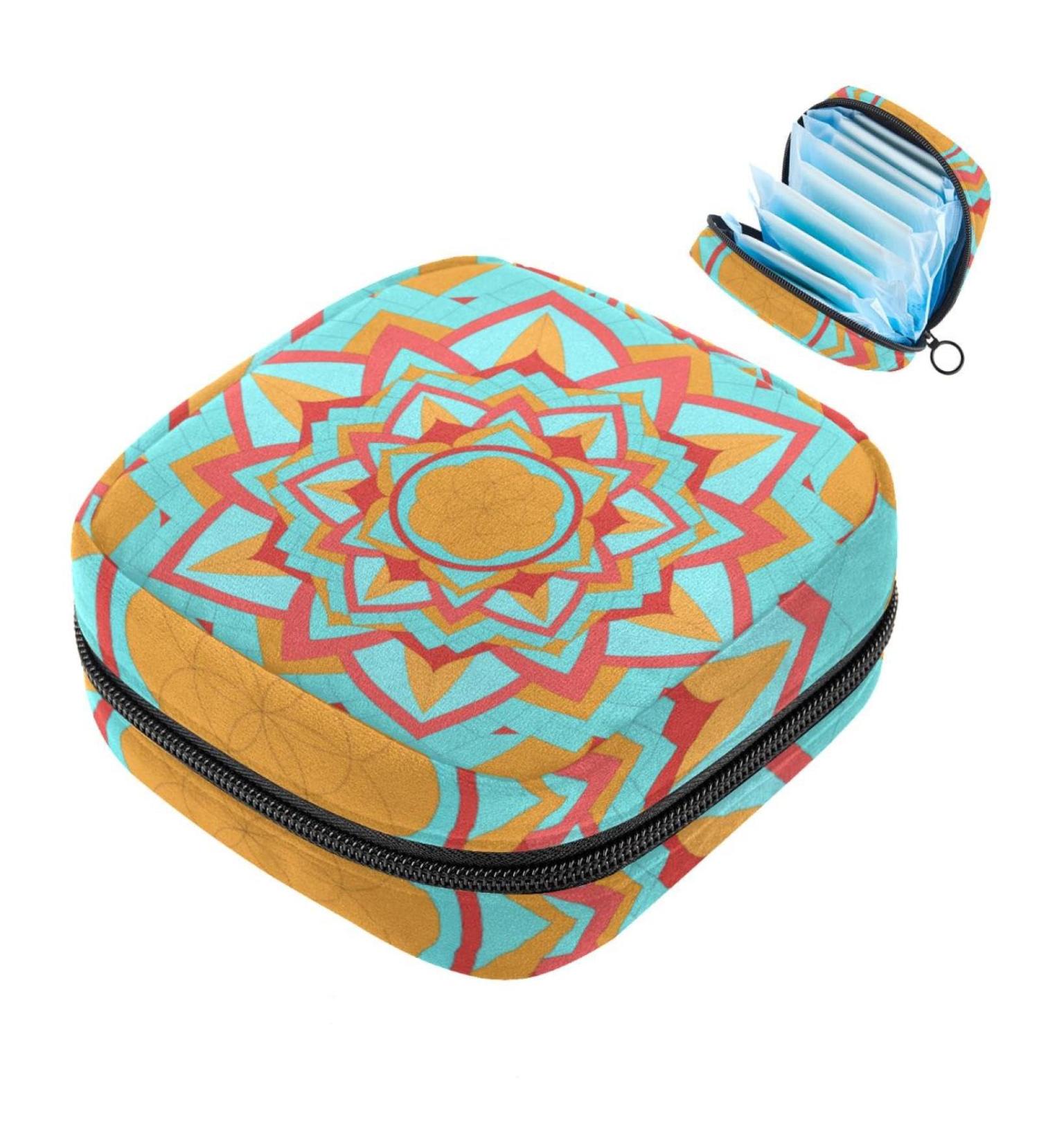 Shop Large Abstract Women's Binding-Storage Bag - Multi-Colored Menstrual Cup Pocket & Zipper - Perfect for Period Inserts Panty Lores & Tampons - Buy Online on GoSupps.com