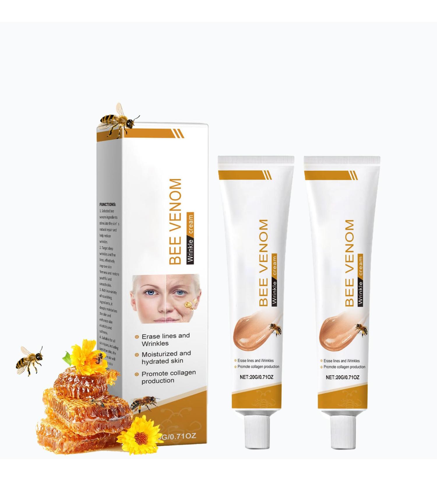XWGX6921 2 pieces bee venom antiwrinkle cream 20 g bee cream for tight skin gentle hydration hydrates and brightens the skin antiwrinkle moisturizer for face and neck - Buy Online on GoSupps.com