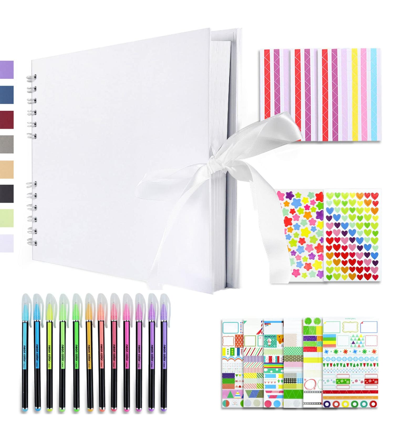 Vienrose Scrapbook Photo Album DIY Set - 80 Black Pages, Stickers, Pens | 11x8 Inches | Wedding Birthday Gift - Buy Online on GoSupps.com
