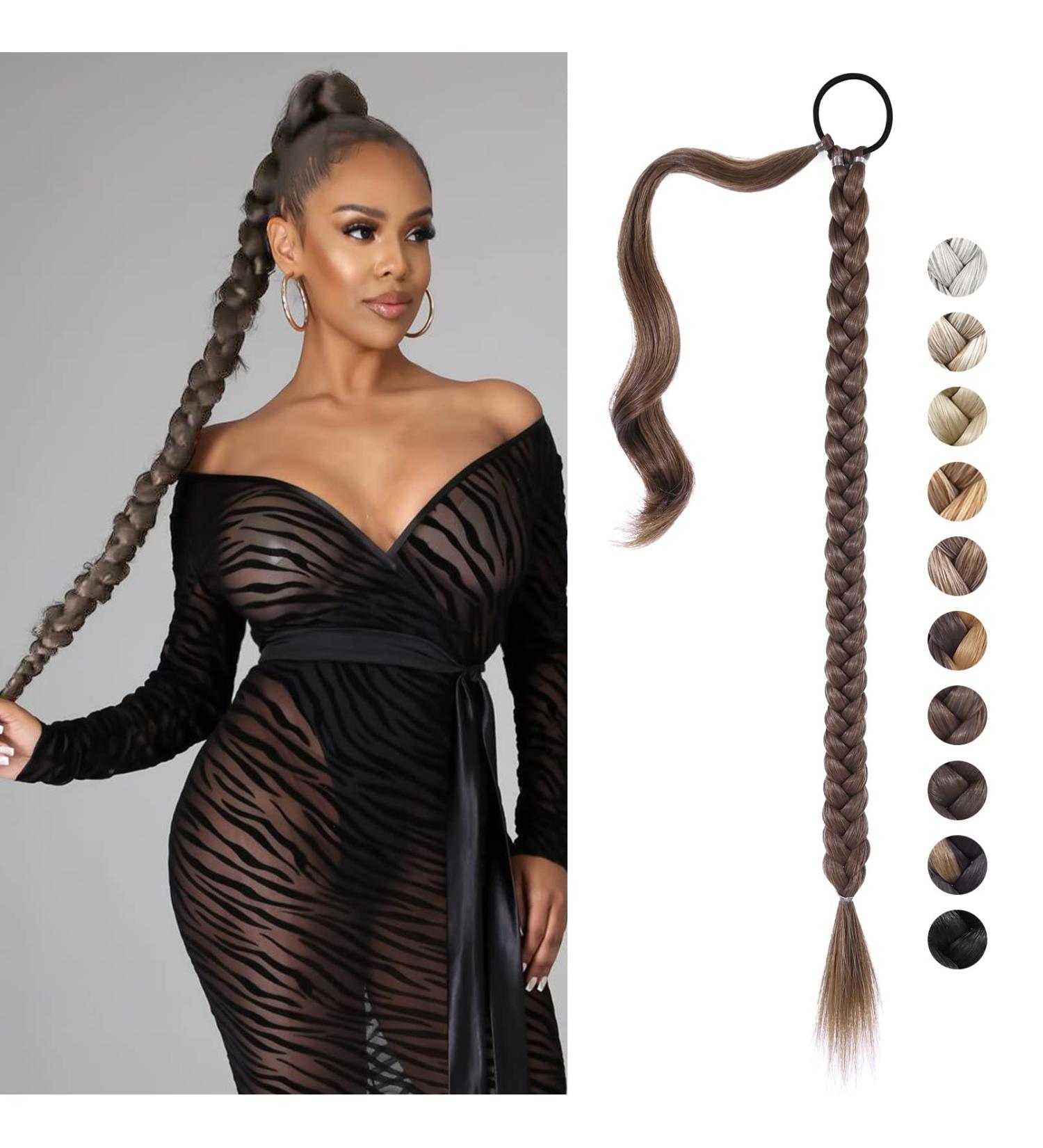 REECHO Long Straight Wrap Around Ponytail Extension - Ginger Brown 34 Inch | Synthetic Hairpieces for Women - Buy Online on GoSupps.com
