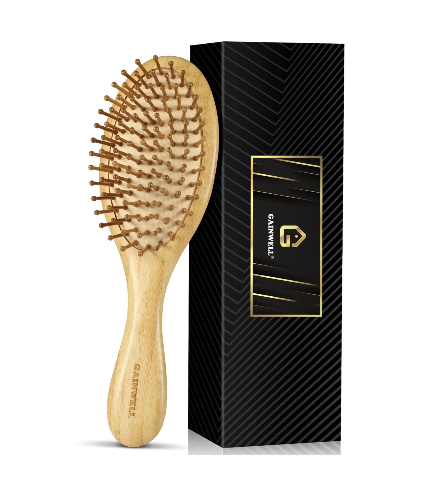 GAINWELL Bamboo Paddle Hair Brush - Detangling Hairbrush with Bamboo Bristles for Scalp Massage - Buy Online on GoSupps.com