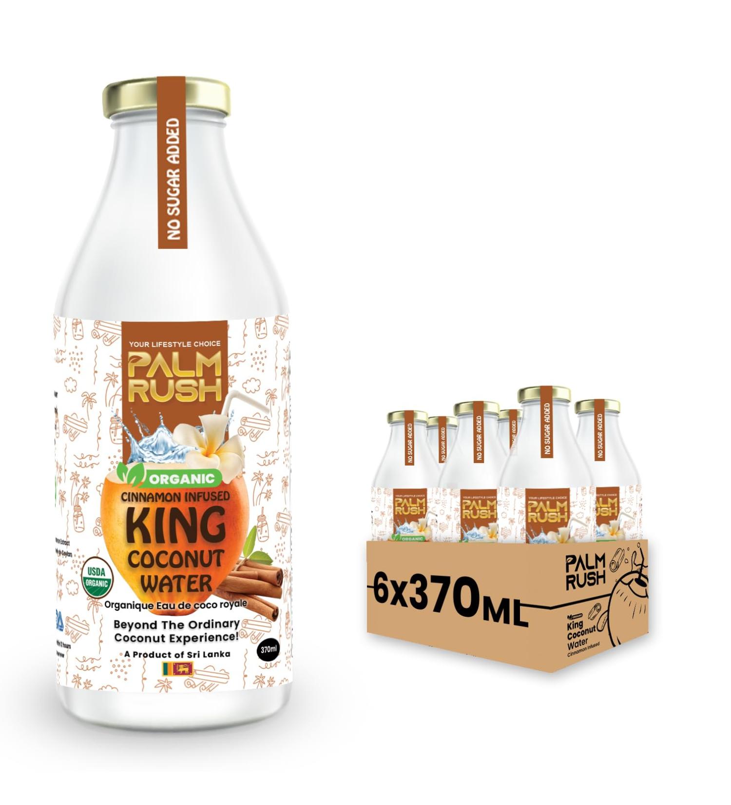 PALM RUSH Organic Ceylon Cinnamon Infused King Coconut Water - 100% Natural USDA Certified Organic Non-GMO Gluten-Free No Added Sugar Rich in Electrolytes Vegan (Pack of 6) Cinnamon 370 ml (Pack of 6) - Buy Online on GoSupps.com