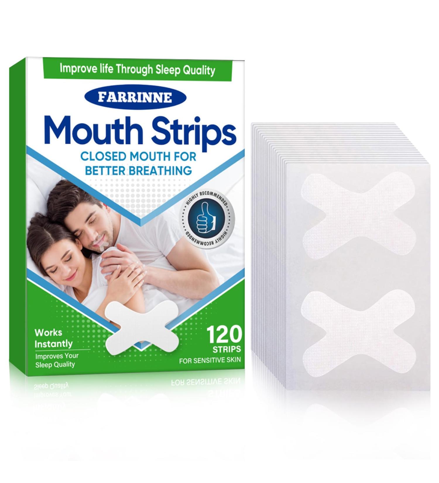 Farrinne Mouth Tape for Sleeping - 120 Pcs | Gentle Anti-Snoring Mouth Strip for Improved Nasal Breathing & Better Nighttime Sleep - Buy Online on GoSupps.com