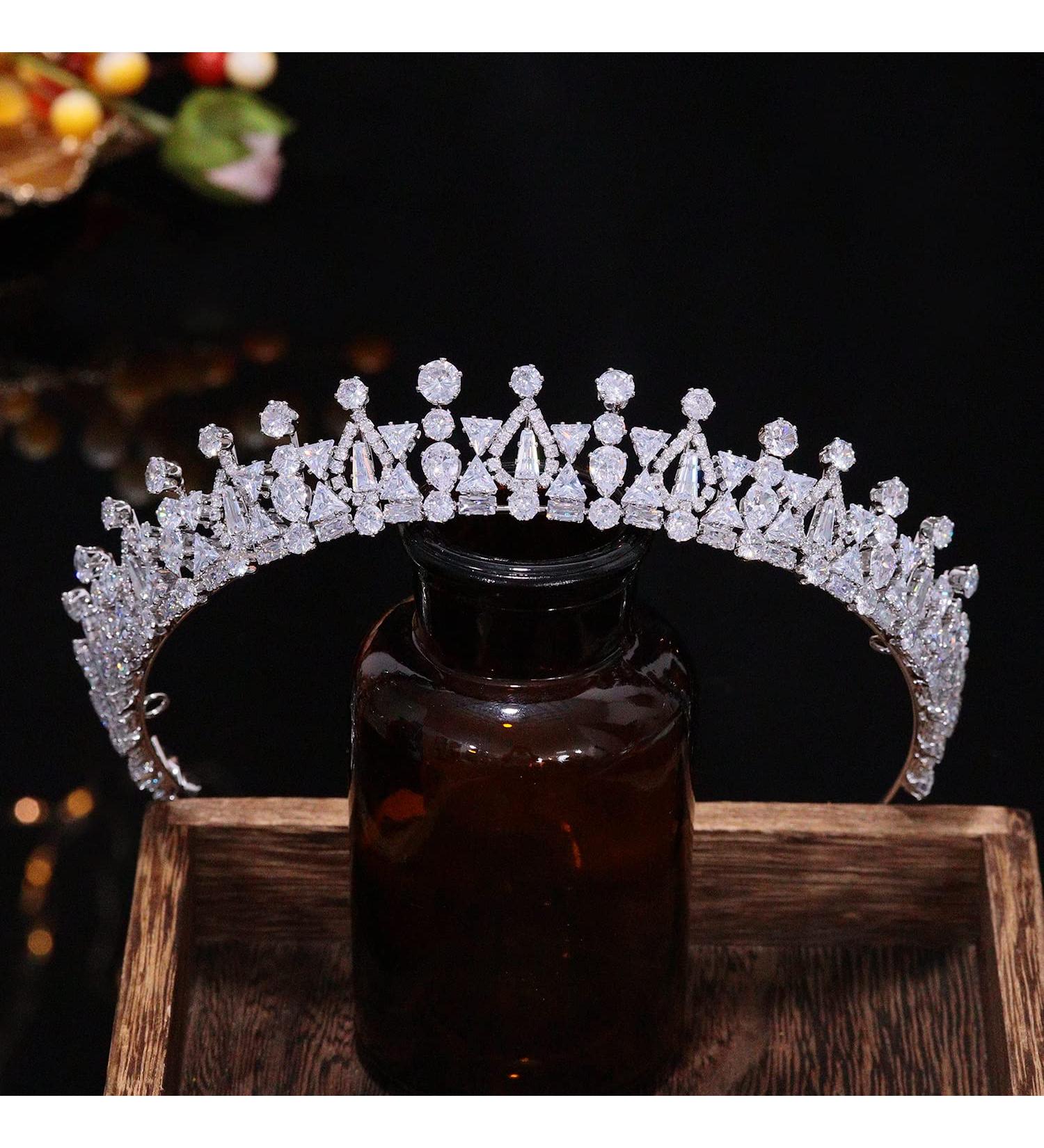 FASNAHOK CZ Wedding Bride Tiara - Silver Princess Crown Headpiece for Prom, Birthday, and Special Occasions - Elegant Hair Accessories for Women - Buy Online on GoSupps.com