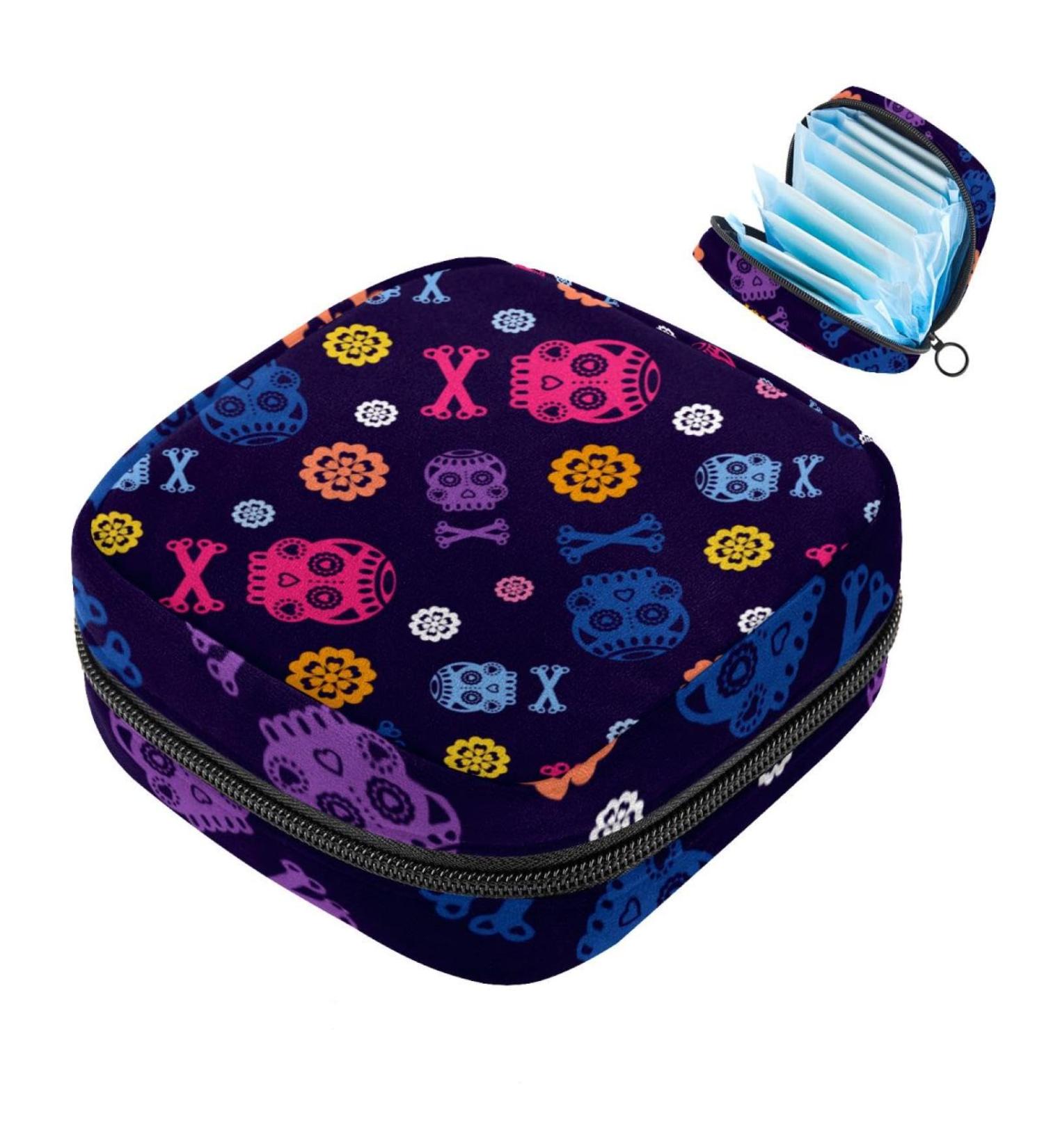 Buy Portable Women's Binding Bags & Menstrual Cup Bags - Colorful Day of Dead Patterns for Teens | Perfect for First Period & Tampons - Buy Online on GoSupps.com