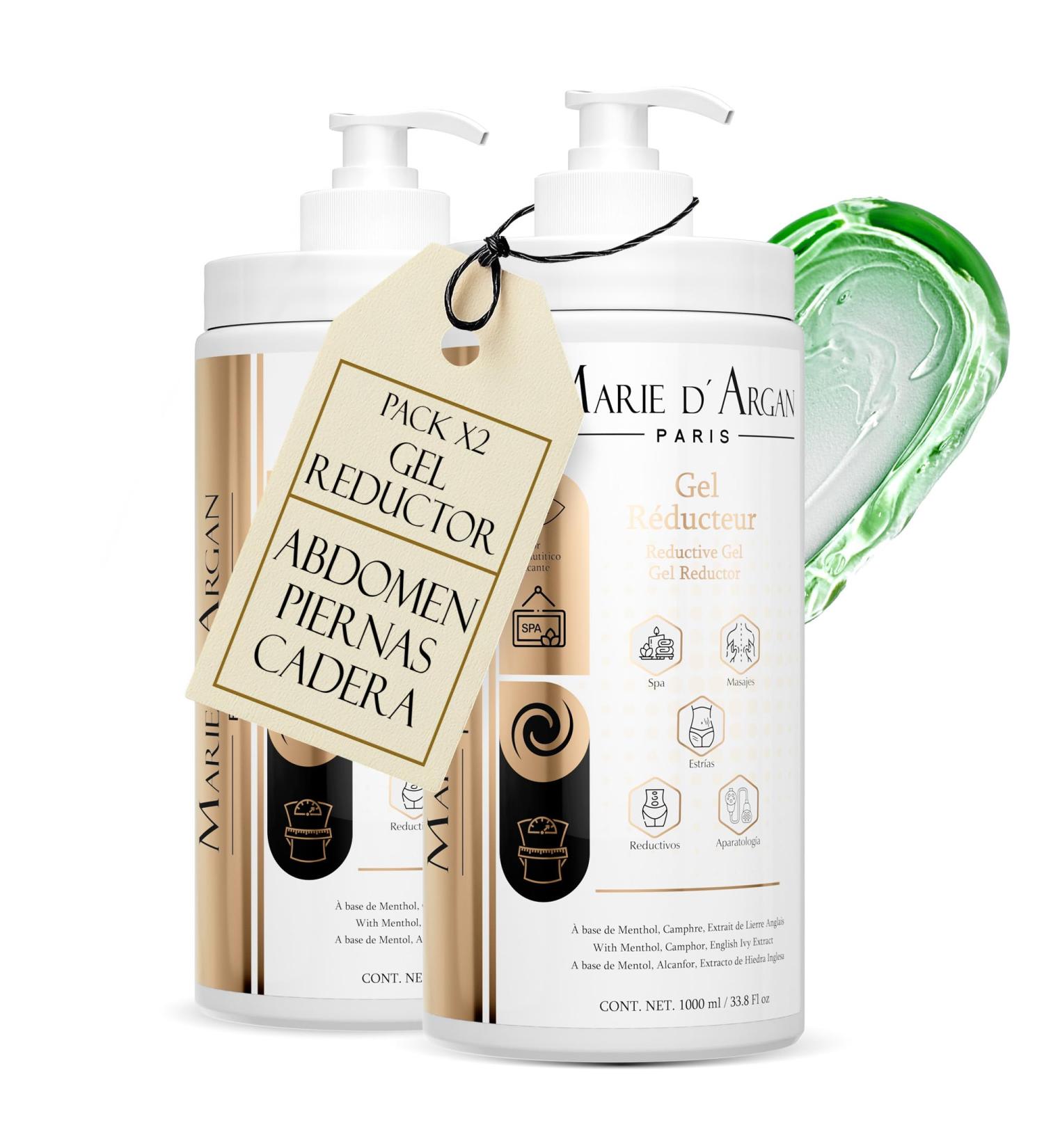 Marie d'Argan Duo Gel Reducer Kit 1000 ml c/u Body Gel with Camphor European Ivy and Laminaria Algae Firms Shapes and Fights Cellulite Natural Care Without Parabens - Buy Online on GoSupps.com