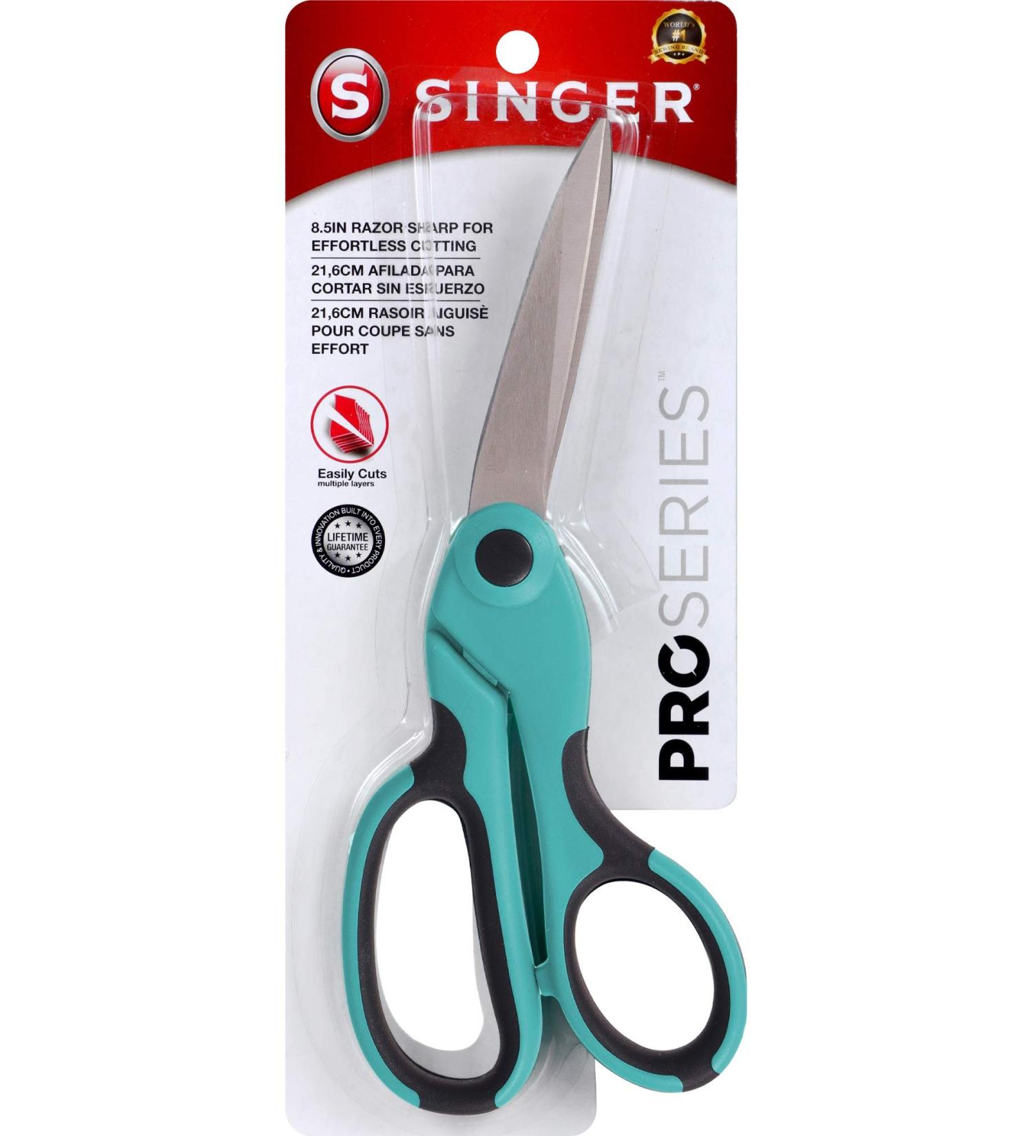 SINGER 00561 ProSeries 8-1/2-Inch Heavy Duty Bent Sewing Scissors - Teal - Buy Online on GoSupps.com