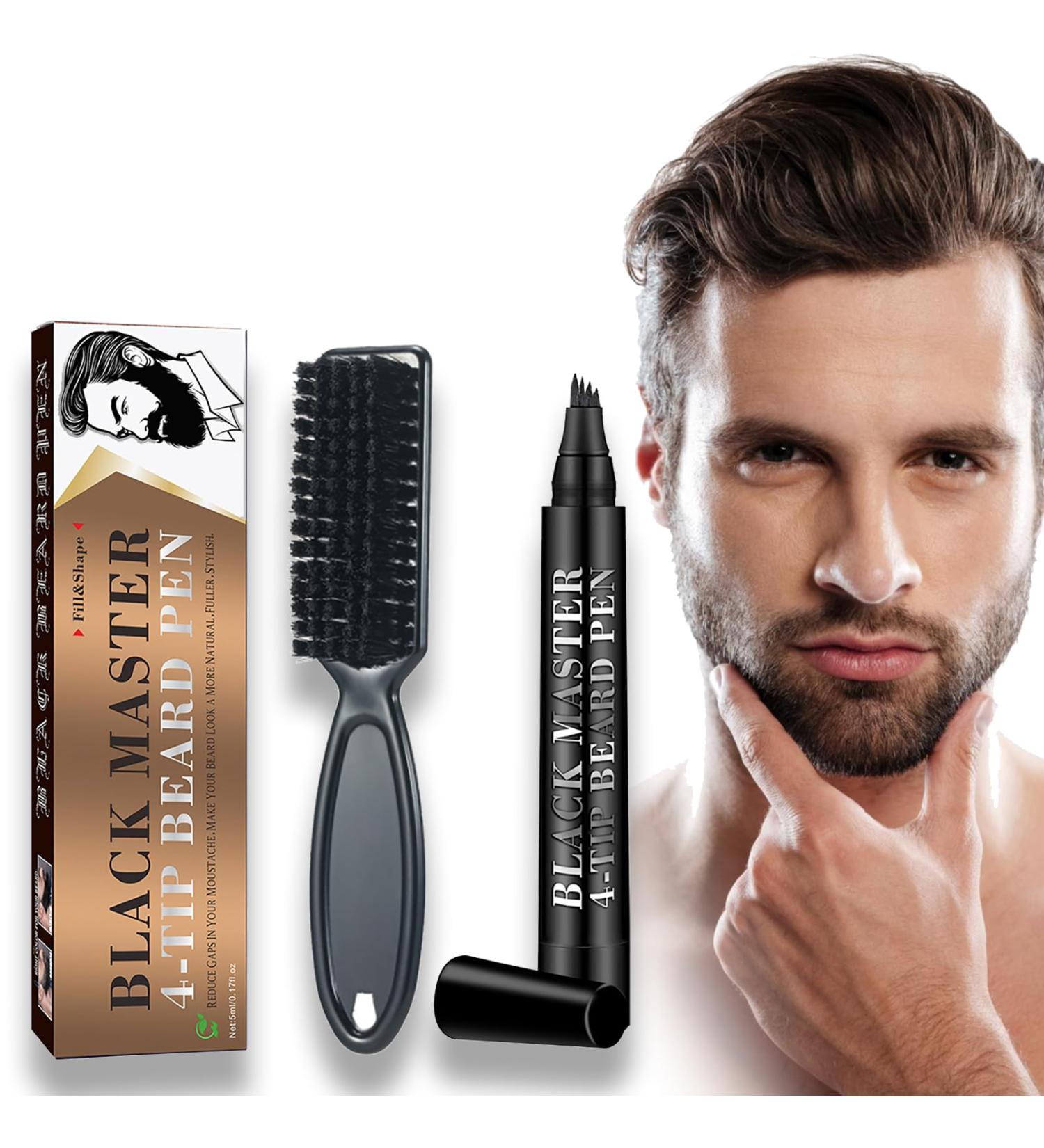 Black Beard Pencil Filler & Brush Kit for Men - Waterproof & Sweatproof - Long-lasting Coverage and Styling - Enhance Facial Hair with Natural Color - Define, Shape, and Thicken Beard and Mustache - Buy Online on GoSupps.com