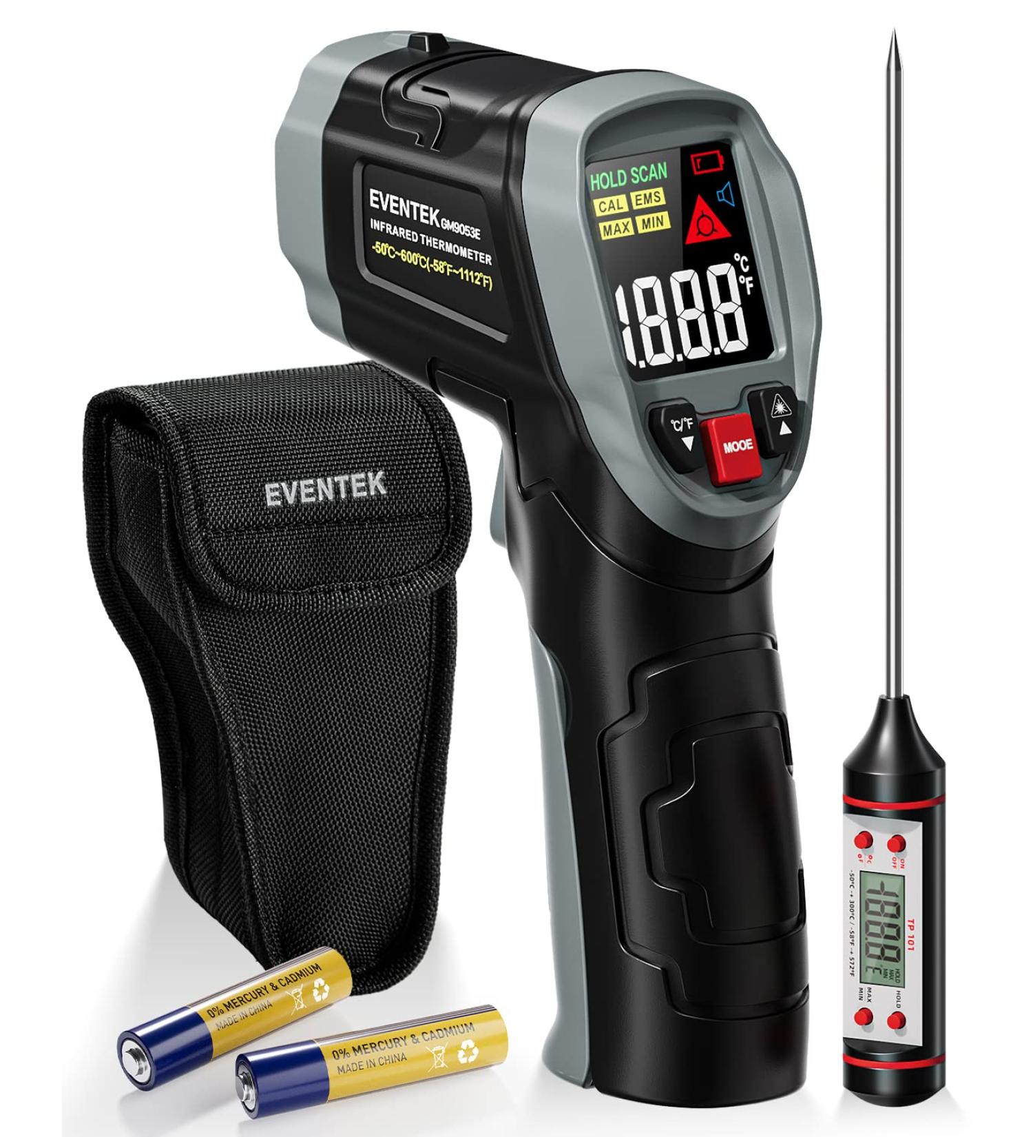 Eventek Infrarot Thermometer 3 in 1 -50 C to 600 C Digital Laser Temperature Meter with Meat Thermometer for Kitchen BBQ & Industry | International Shipping Available - Buy Online on GoSupps.com
