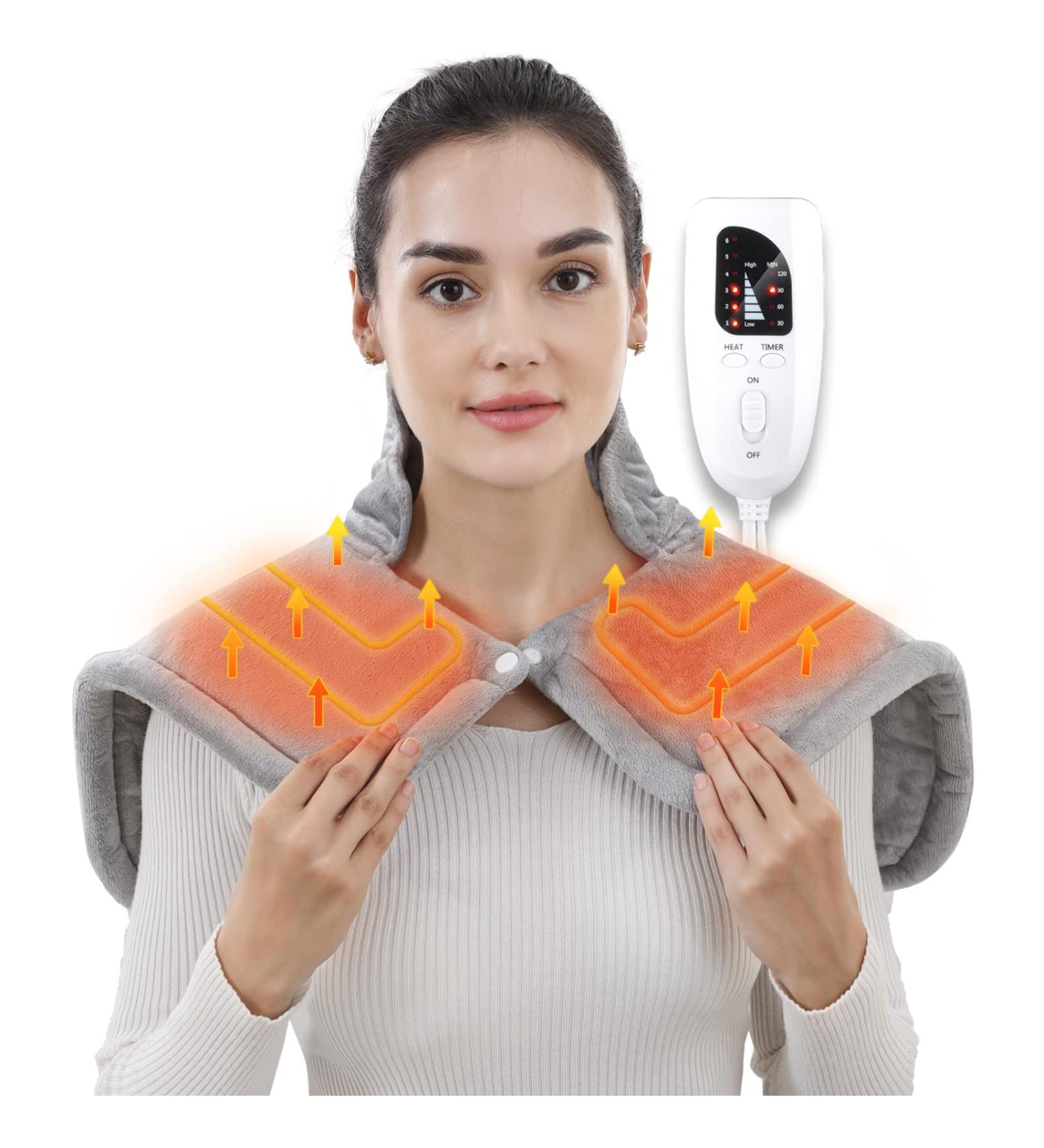 Large Electric Heating Pad for Neck and Shoulder - Fast-Heating Super Soft Fabric Heating Pad for Cramps & Back Pain Relief - Auto-Off Feature - Perfect Fathers Mothers Day Gift - Gray - Buy Online on GoSupps.com