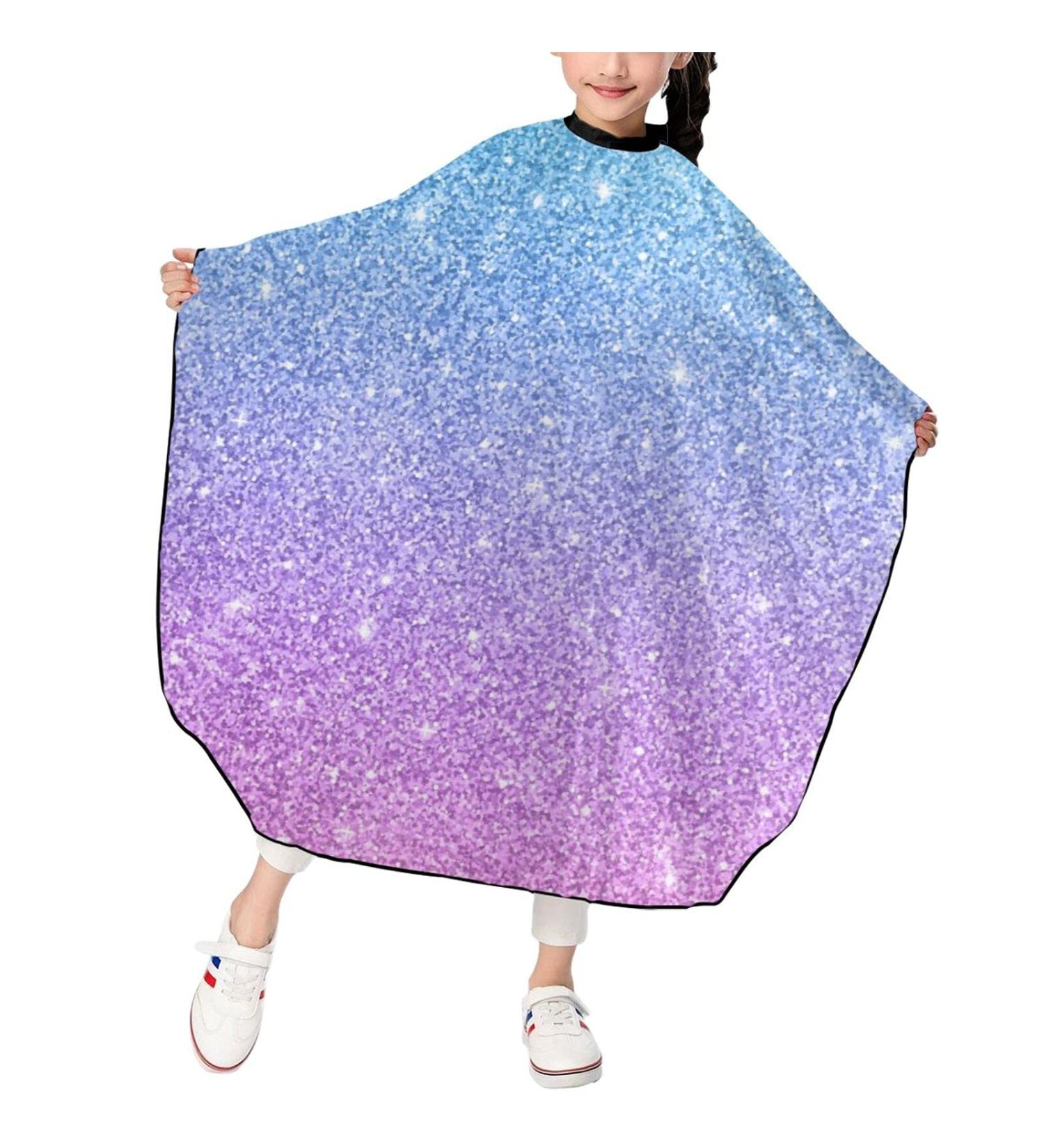 ONE TO PROMISE Glitter Barber Cape - Blue Pink Gradient Hair Cutting Cape for Kids | Professional Adjustable Salon Cape for Haircuts Makeup & Hair Dye - Buy Online on GoSupps.com