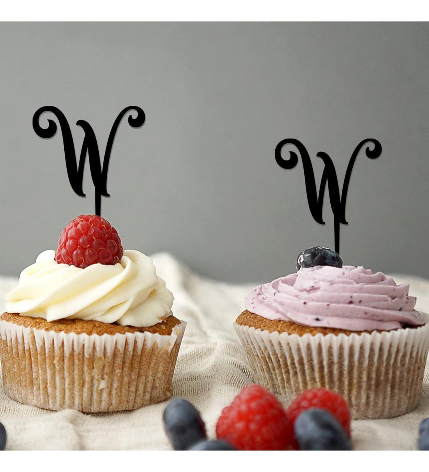 Letter W Cupcake Toppers Monogram Initial Last Name Botanical Wreath Funny For Wedding Engagement Party Decorations Reusable Personalized 26Letters Engagement Gifts 6PCS Style-8 - Buy Online on GoSupps.com