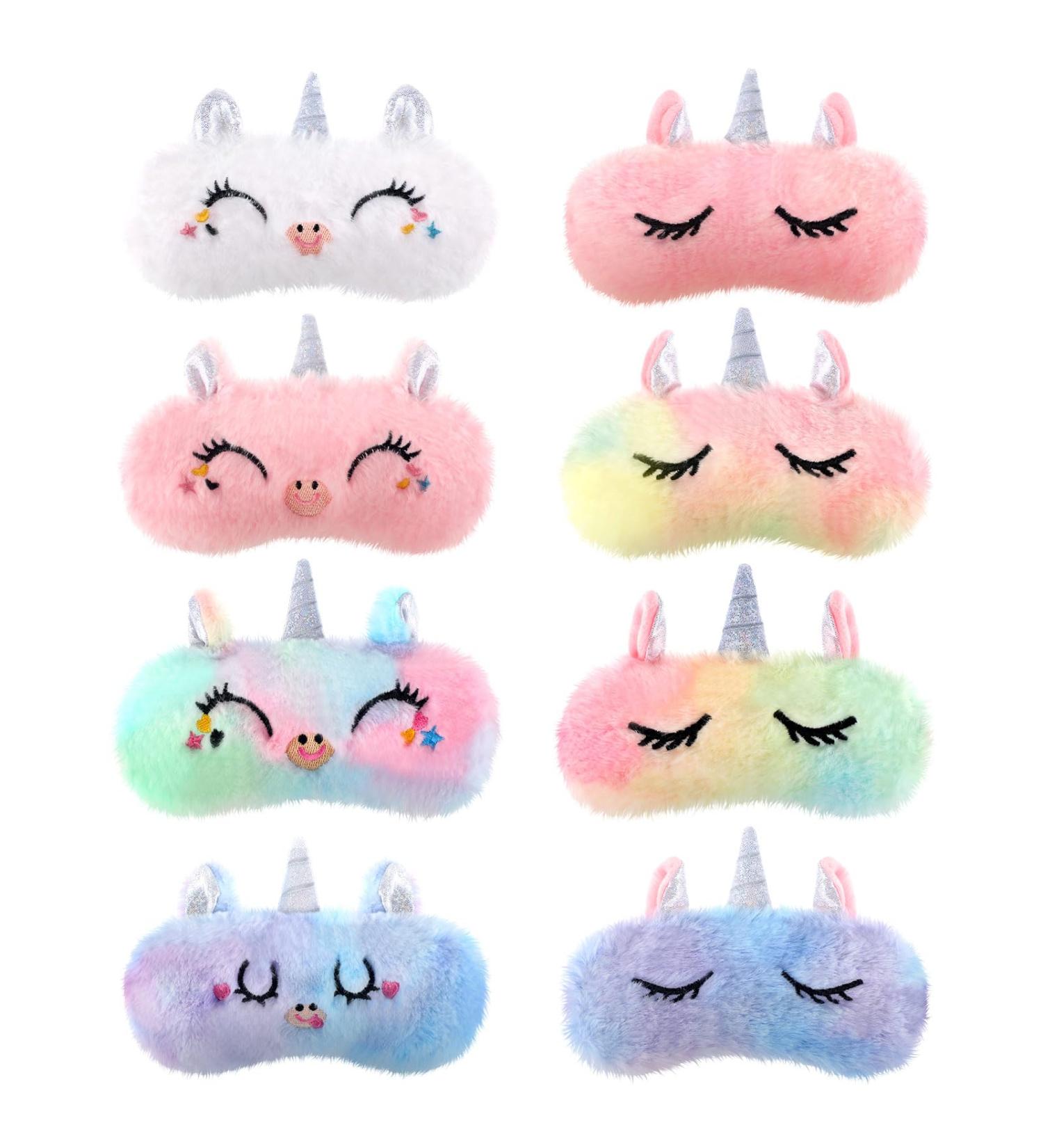 8 Pcs Cute Unicorn Sleep Eye Masks for Kids - Soft Plush Blindfolds for Girls & Women - Travel & Nap Eye Covers - Buy Online on GoSupps.com