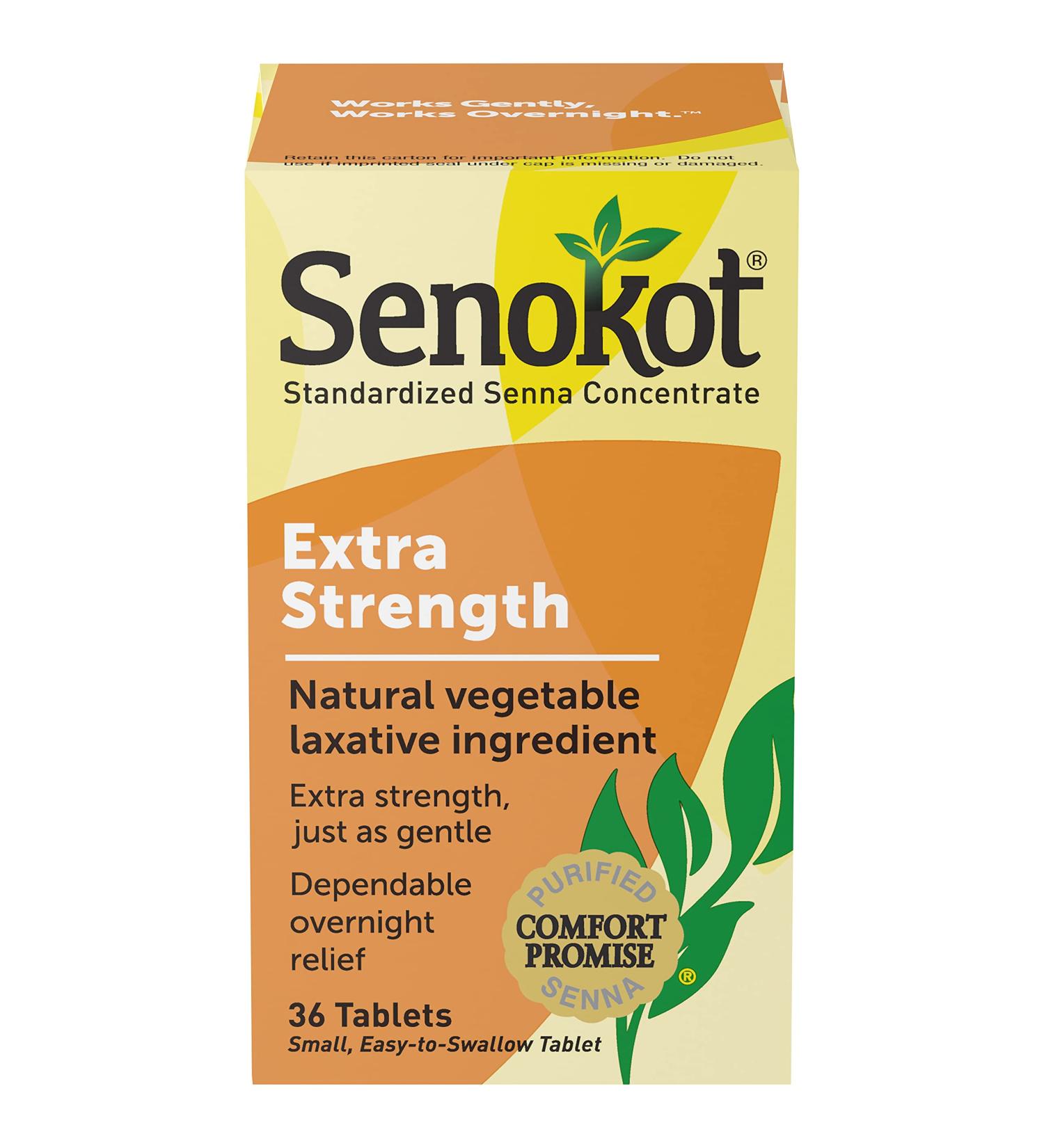 Senokot Extra Strength Natural Vegetable Laxative - 36 Count for Gentle Overnight Relief of Occasional Constipation - Buy Online on GoSupps.com