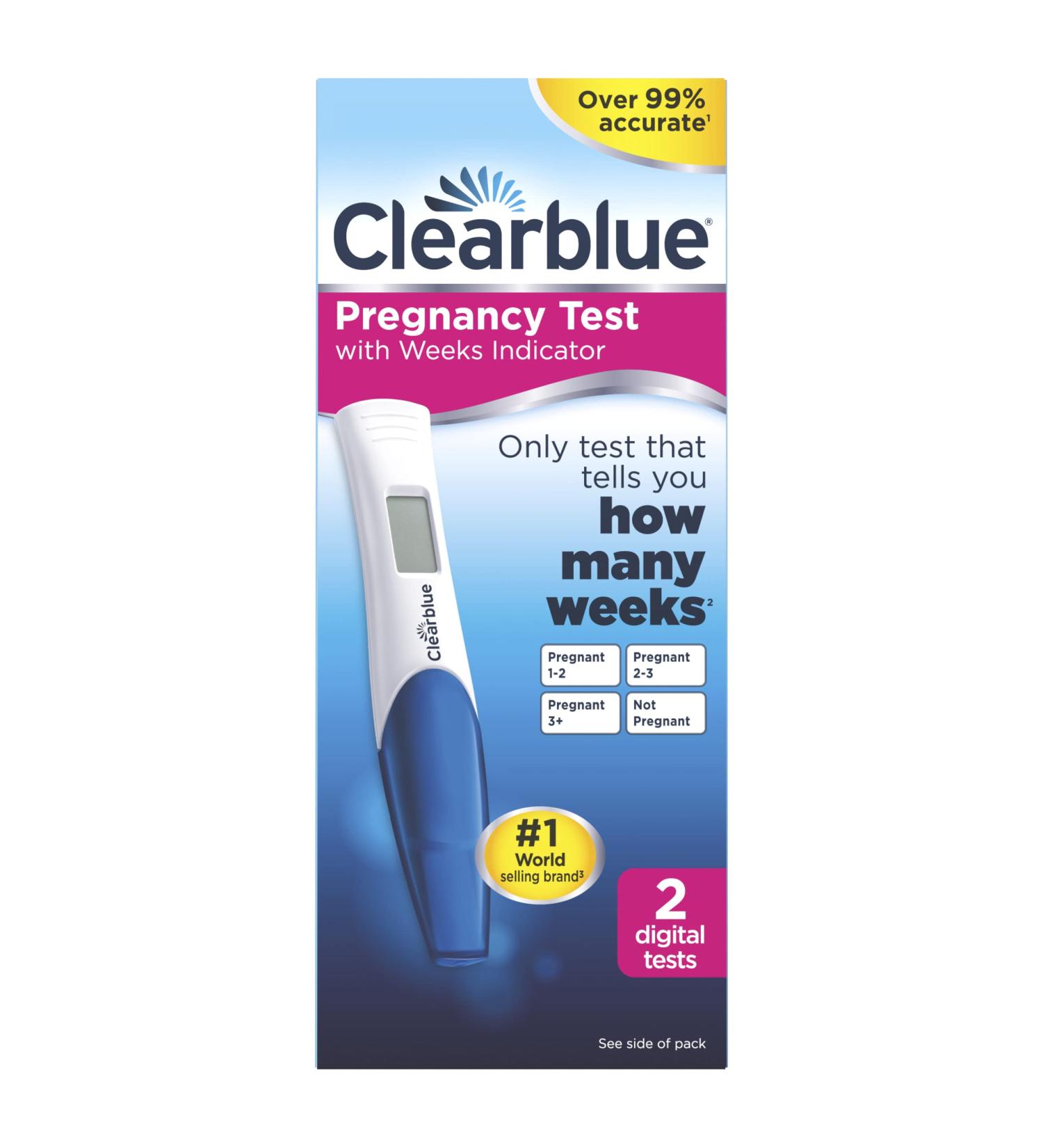 Clearblue Digital Pregnancy Test With Weeks Indicator The Only Test That Tells You How Many Weeks 2 Digital Tests (Pack of 1) 2 count (Pack of 1) - Buy Online on GoSupps.com