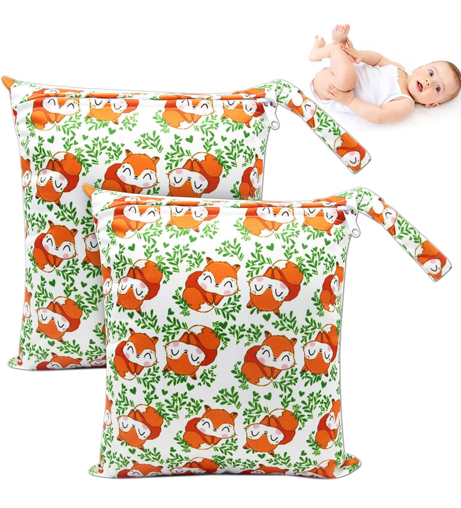 Ntgrty Diaper Bag Set - 2 Waterproof Nappy Bags for Babies | Wet Dry Laundry Bags for Travel Gym Swimming & Beach - Fuchs Color - Buy Online on GoSupps.com