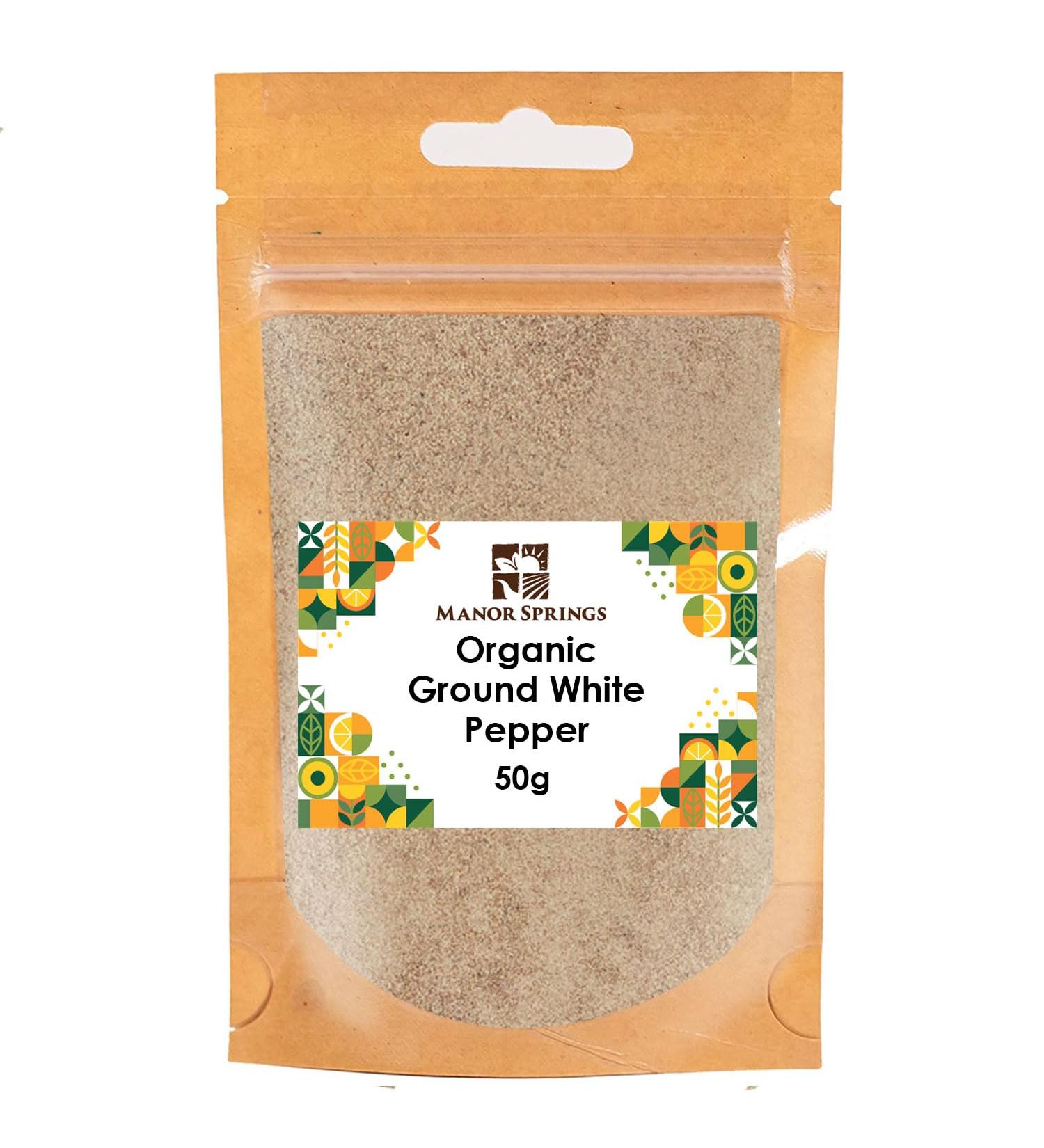 Organic Ground White Pepper 50g by Manor Springs Organic - Buy Online on GoSupps.com