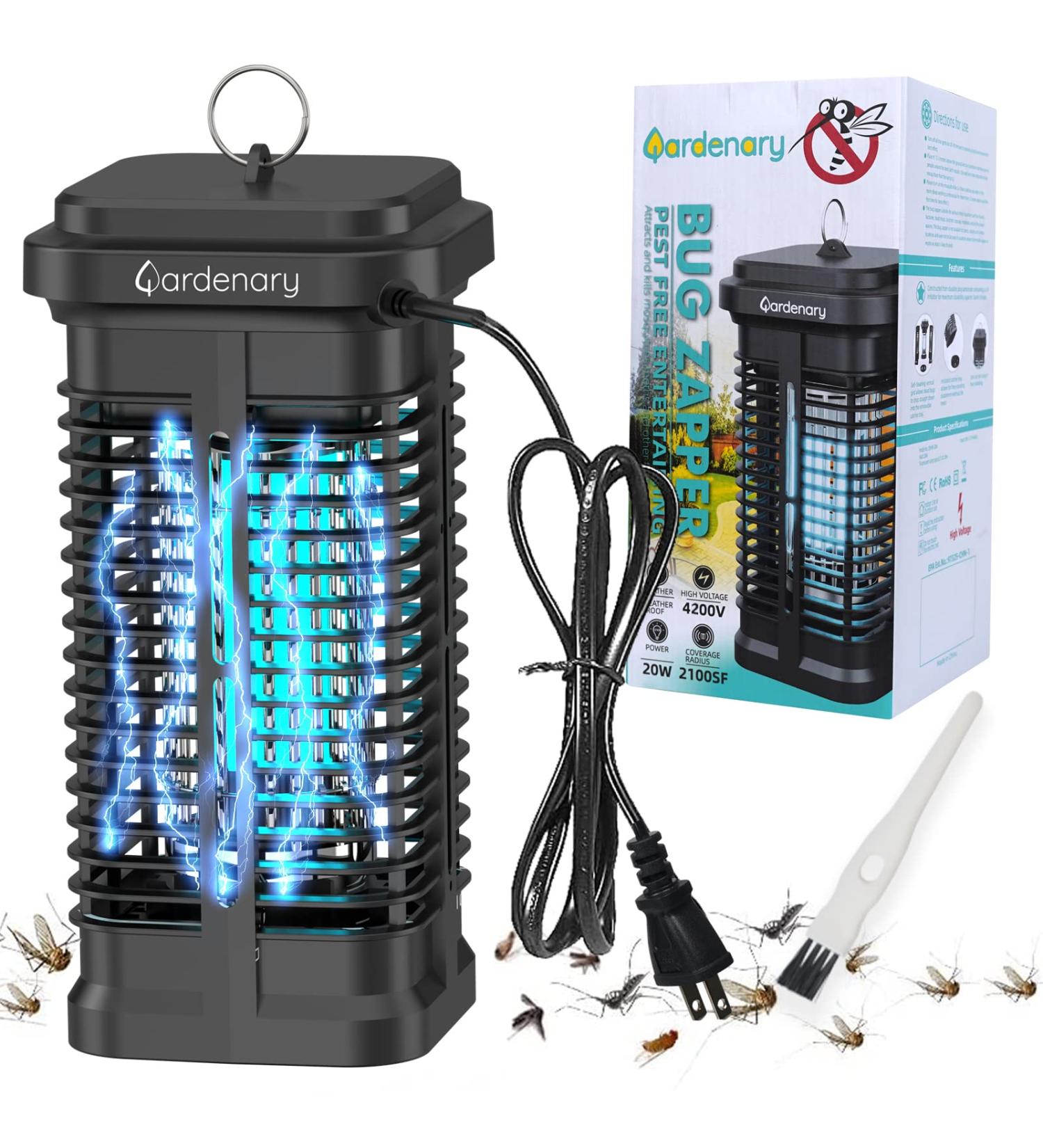 Gardenary Bug Zapper 20W | 4200V Electric Mosquito Killer for Indoor/Outdoor Use | Waterproof Fly Zapper | Electronic Mosquito Lamp for Patio, Home, and Backyard - Buy Online on GoSupps.com