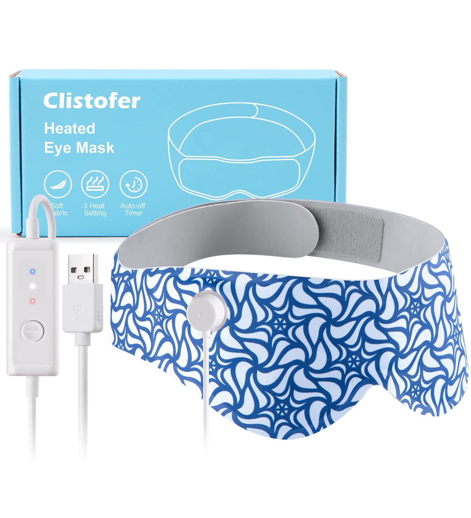 Clistofer Heated Eye Mask for Dry Eyes | USB Electric Warming Pad | Reusable Therapy Heat Mask | Graphene Far Infrared | Hot Sleep Mask for Men Women - Buy Online on GoSupps.com