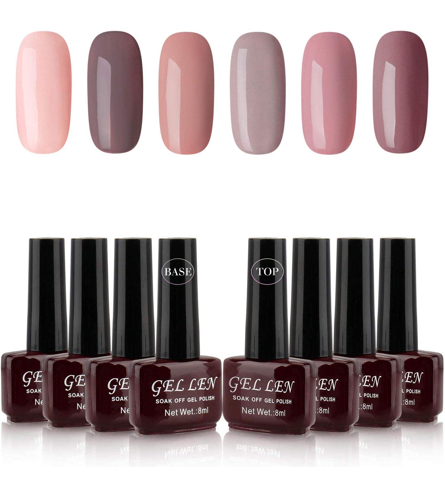 Gellen Gel Nail Polish Starter Kit - 6 Nude Warm Neutrals Colors with Top & Base Coats | Fall Winter Popular Gel Nail Set - Buy Online on GoSupps.com