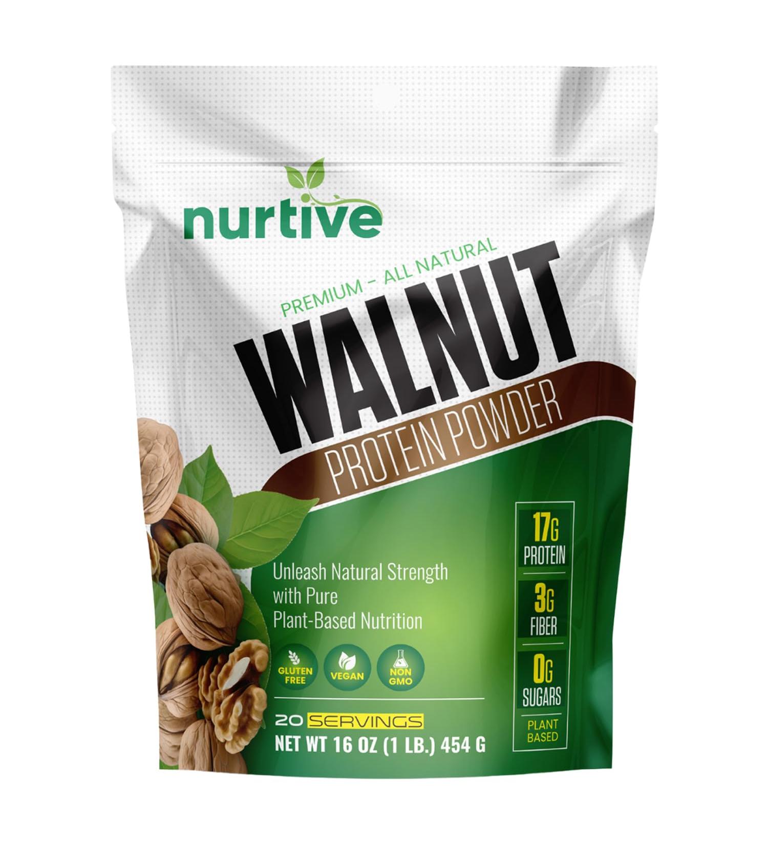 Walnut Protein Powder - Vegan Gluten-Free Omega-3 Rich - 20 Servings - Ideal for Smoothies & Baking - Non-GMO Antioxidant Boost - Buy Online on GoSupps.com