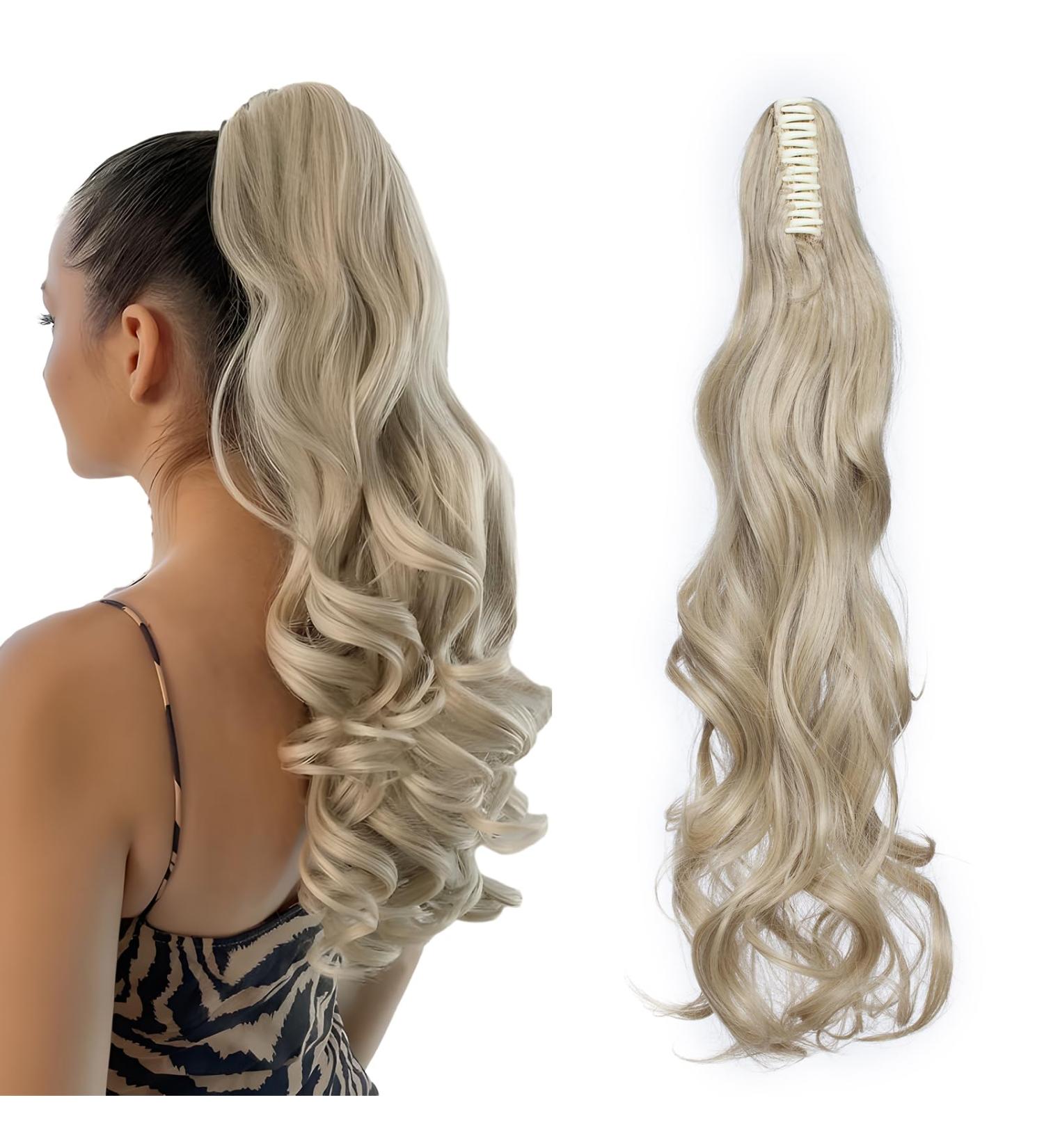 TESS Claw Clip in Ponytail Hair Extensions 24 Inches Curly Wavy Ponytail Extension Blond Hair Extensions Clip in Ponytail Blond for Women 150g - Buy Online on GoSupps.com