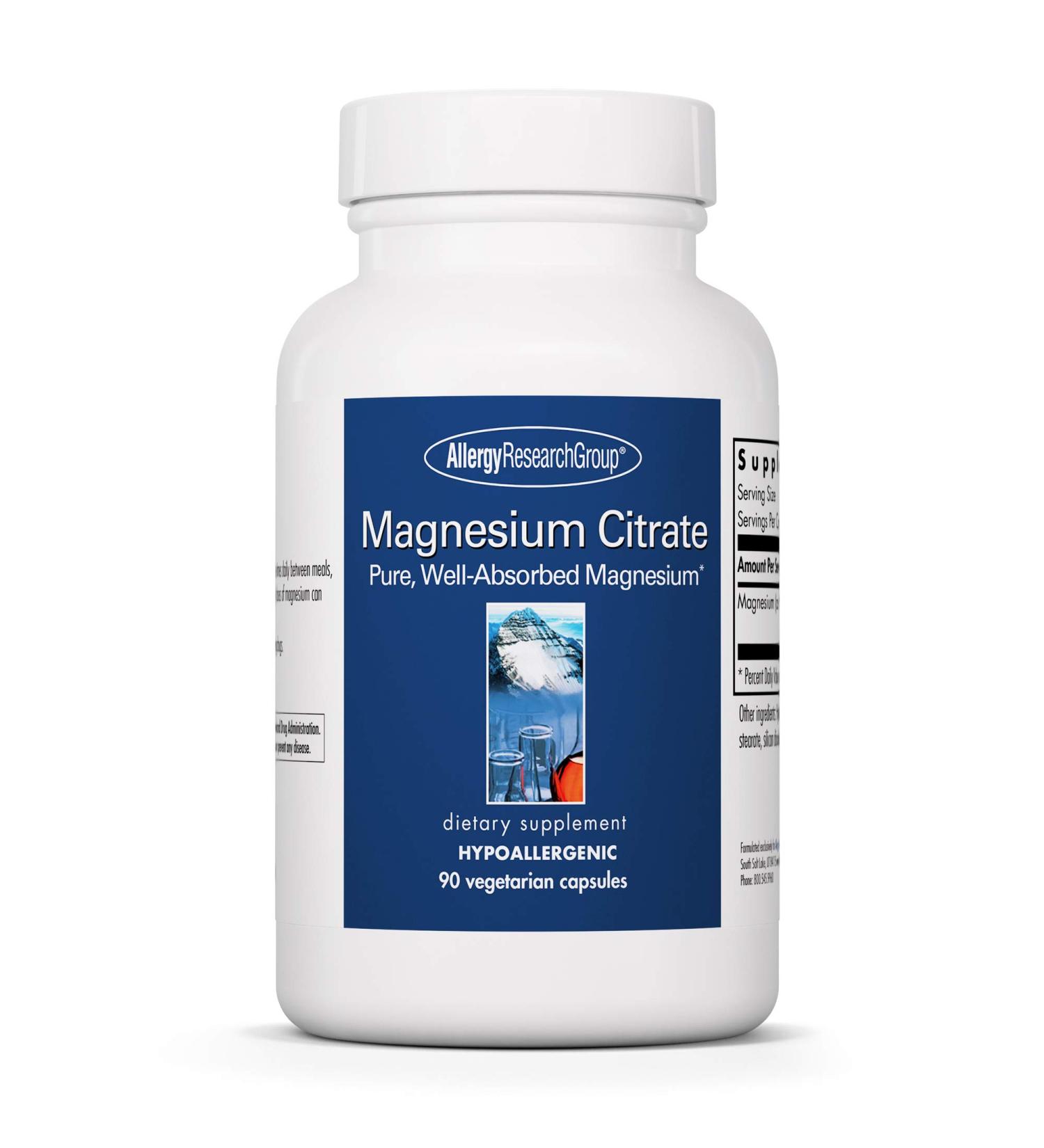 Allergy Research Group Magnesium Citrate - 90 Vegetarian Capsules for Enhanced Wellness - Buy Online on GoSupps.com