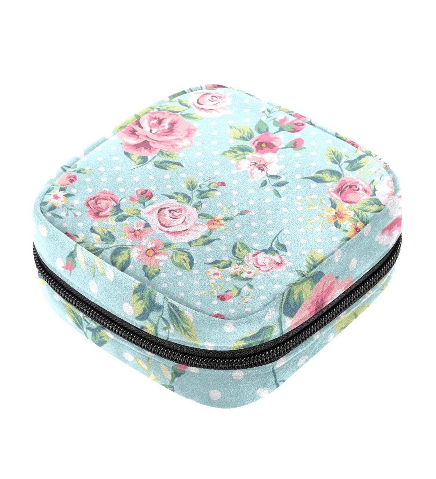 Shop Stylish Storage Bags for Women's Bandages & Menstrual Products - Vintage Pink Floral Design - Buy Online on GoSupps.com