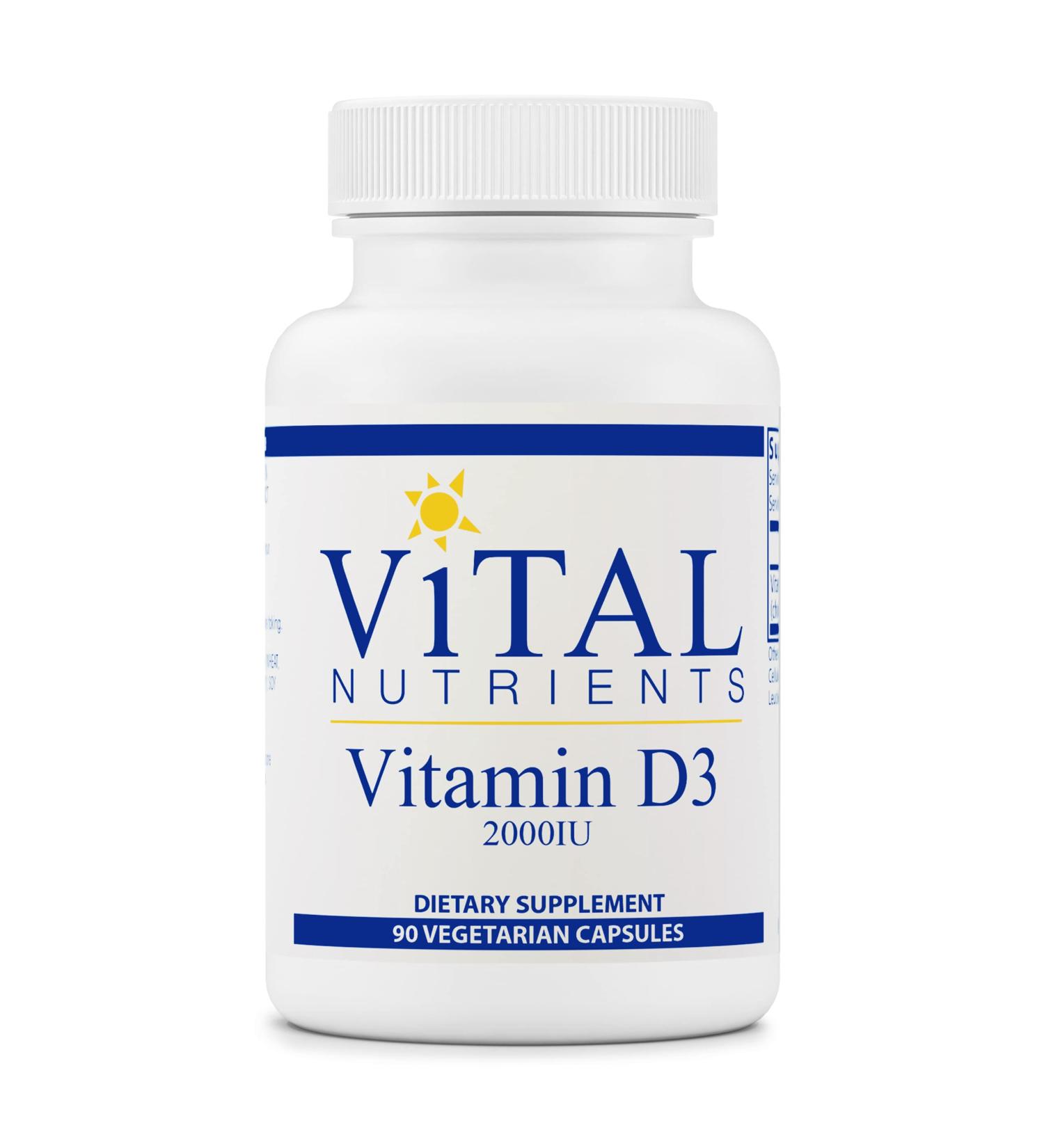 Vital Nutrients Vitamin D3 2000 IU - 90 Vegetarian Capsules - Bone Health & Calcium Absorption Support - Buy Online on GoSupps.com