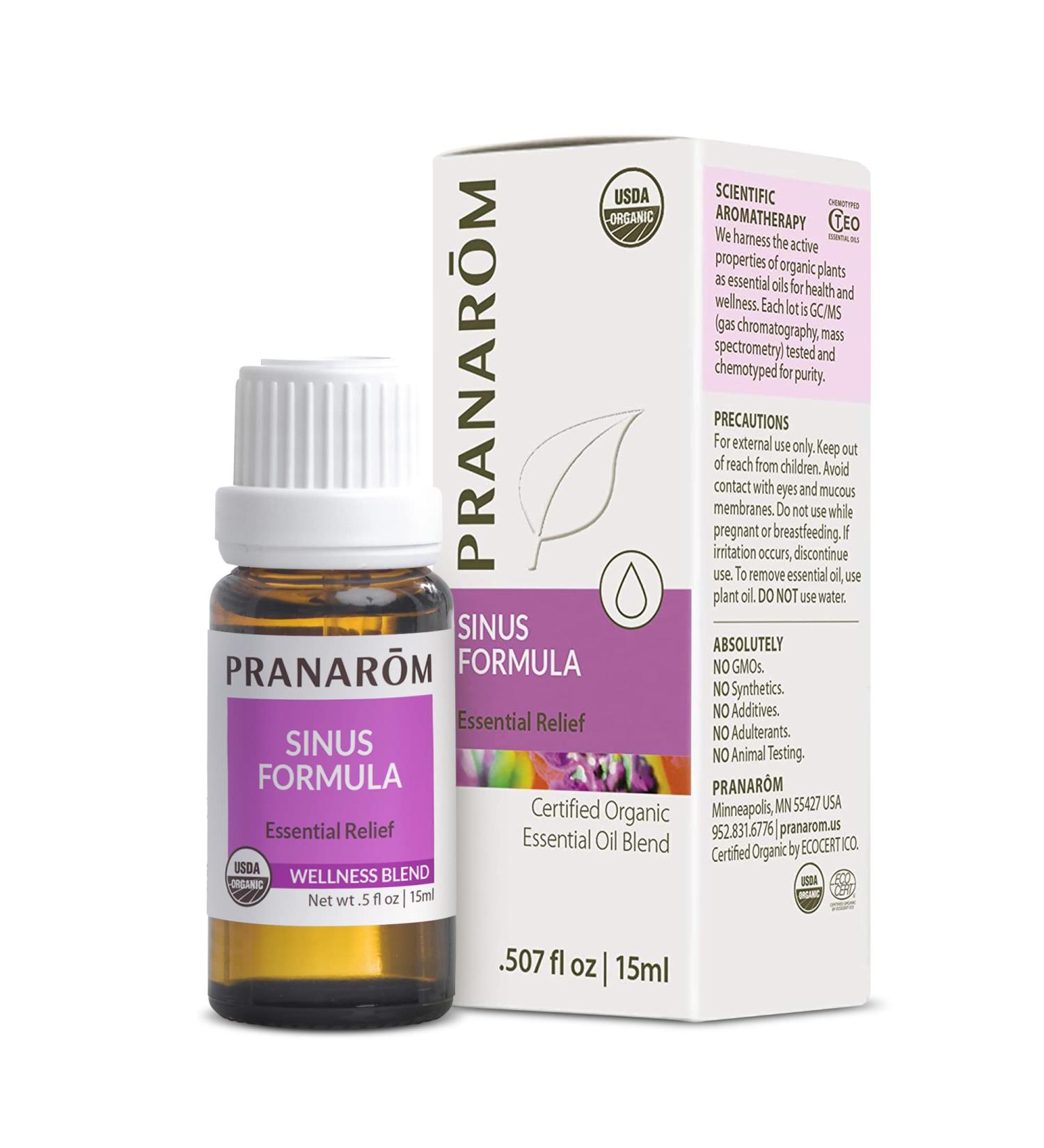 Pranarom - Sinus Formula Essential Oil Blend Organic Essential Oils for Health Essential Oils for Wellness Aromatherapy Essential Oils Certified Organic 15ml Sinus Formula 0.5 Fl Oz (Pack of 1) - Buy Online on GoSupps.com