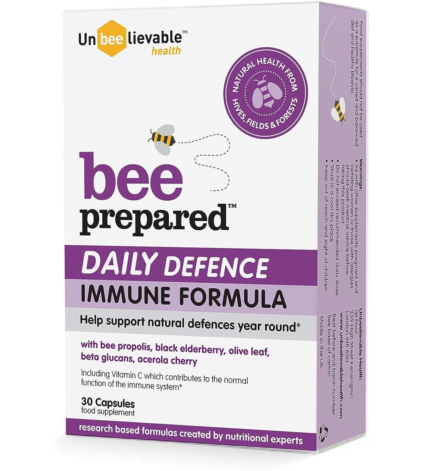 Unbeelievable Health Bee Prepared Daily Defence Immune System Formula - Immunity Support Supplement - 30 Count - Buy Online on GoSupps.com