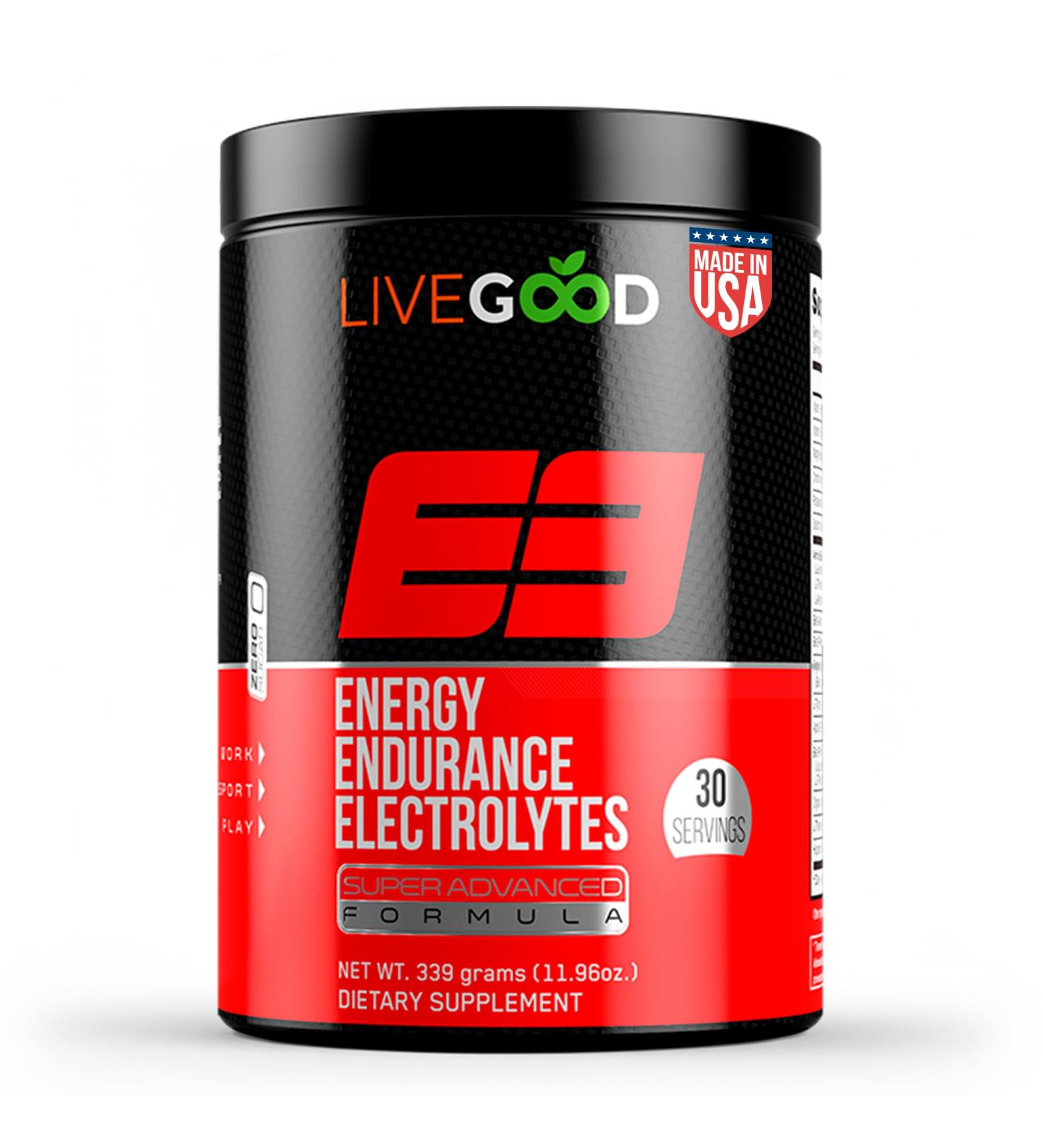 LIVEGOOD E3 Preworkout Powder with BCAA EAAs Electrolytes and Alpha-GPC for Energy Endurance Hydration and Nitric Oxide Support Natural Pre Workout for Men and Women (30 Servings) - Buy Online on GoSupps.com
