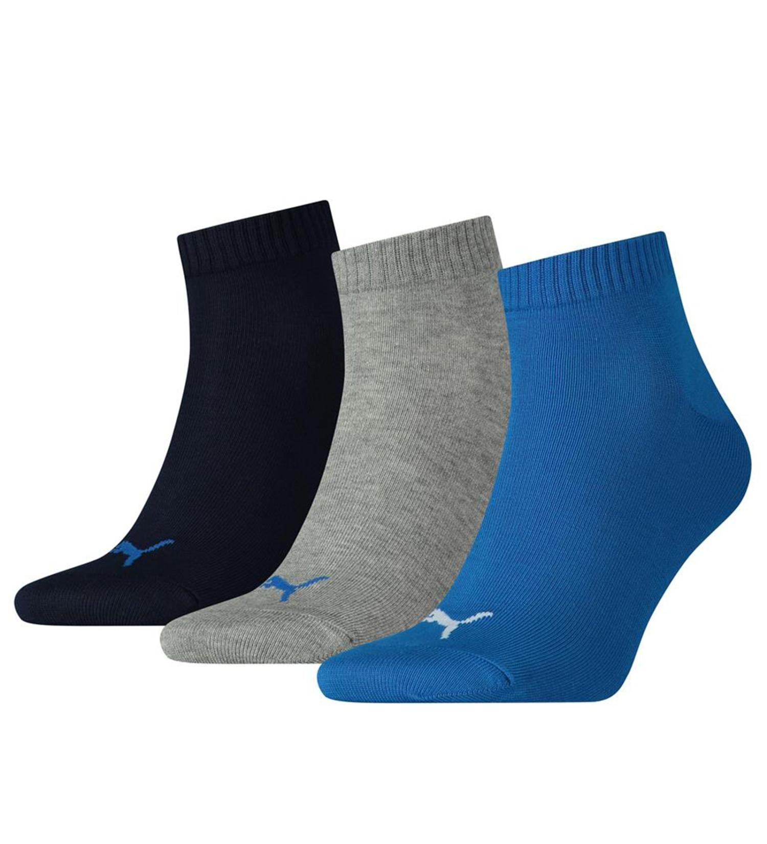 PUMA Unisex Plain Quarter Socken (3Pack) 46 Blau / Grau