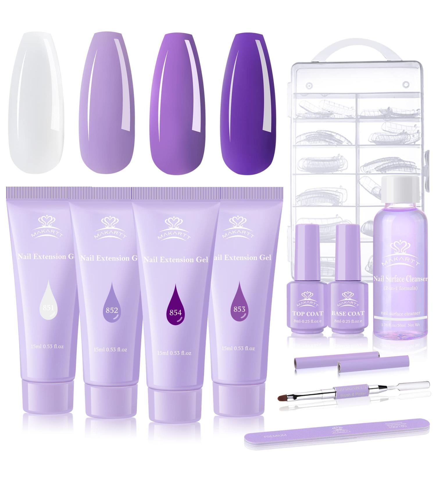 Makartt Purple Poly Nail Gel Kit | Long-Lasting Nail Extension Set with Slip Solution Base & Top Coat Perfect for Gel Nail Structure - Buy Online on GoSupps.com