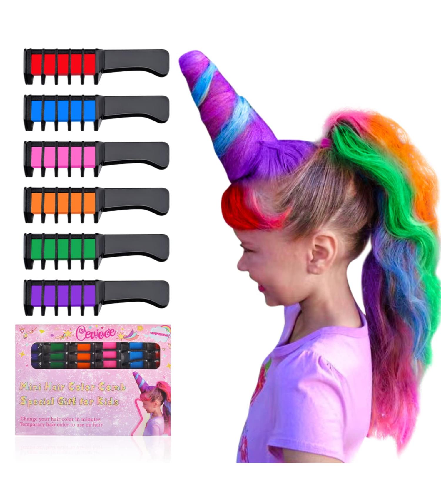 Cevioce Hair Chalk for Girls - Washable Temporary Hair Color Accessory Kit - 6 Colorful Chalks, Ideal Gift for Kids and Teens, Ages 4-10+ Great for Easter, Birthdays, and More - Buy Online on GoSupps.com