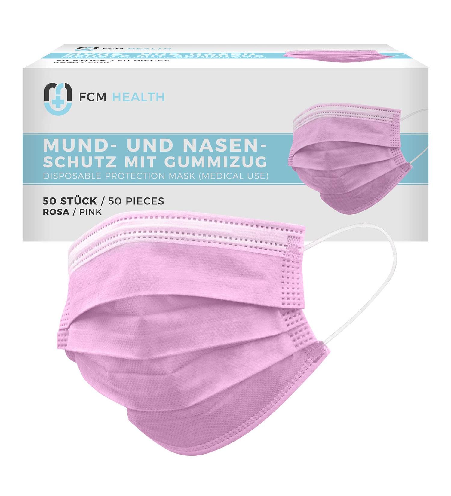 Mea Vita Type IIR Disposable Medical Masks - Pack of 50 3-Ply EN-14683 Elastic Band (Pink) - International Shipping Available - Buy Online on GoSupps.com