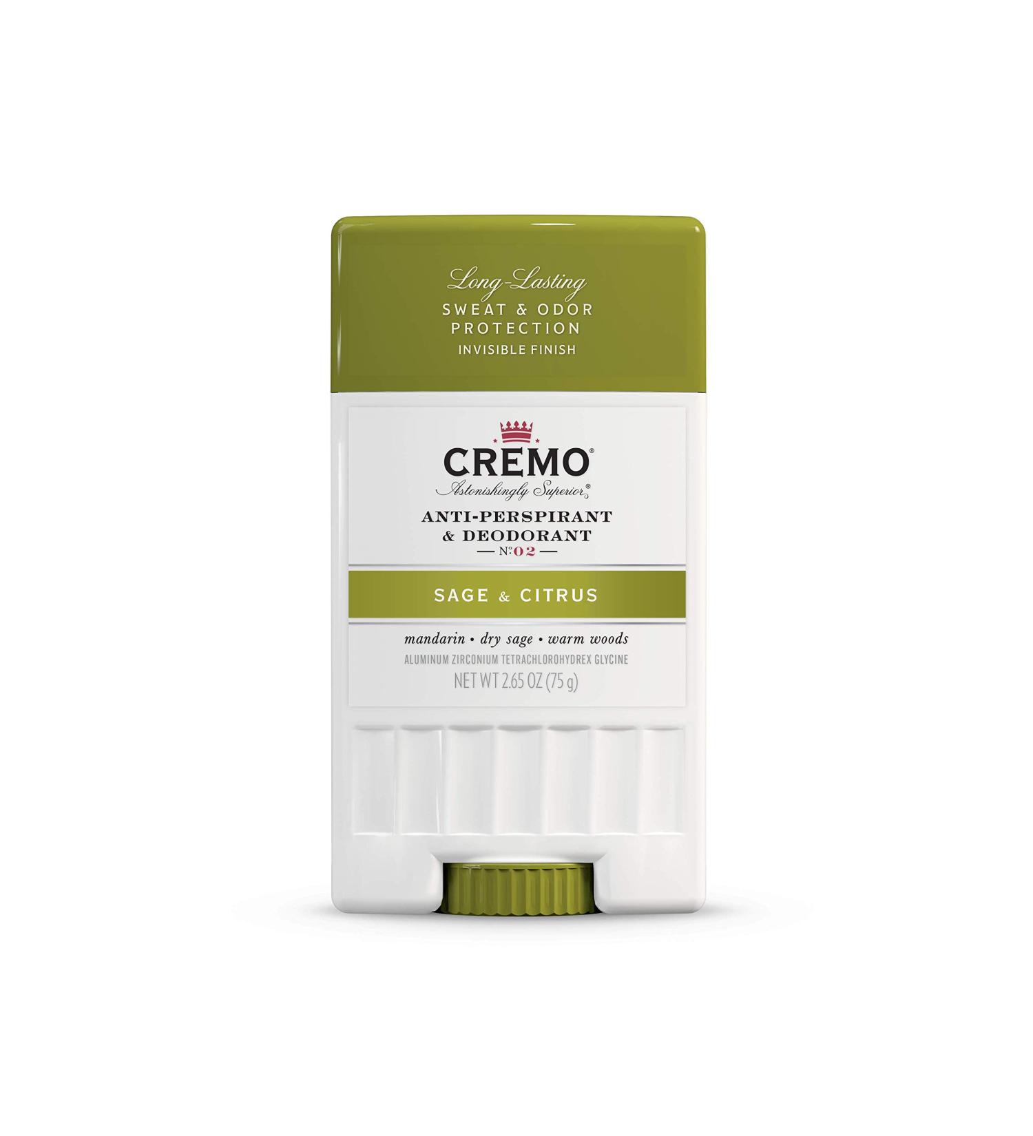 Cremo Anti-Perspirant & Deodorant No. 02 Sage & Citrus - 2.65 oz | Long-Lasting Protection - Buy Online on GoSupps.com