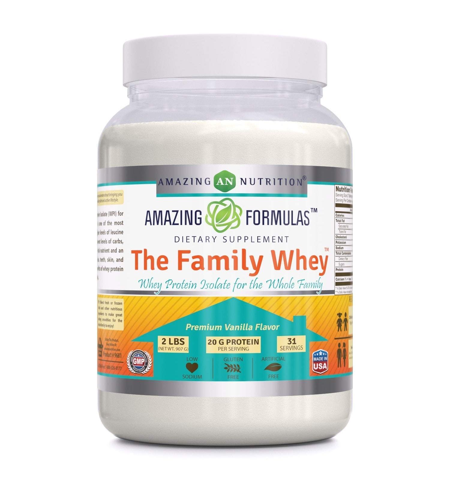 Buy Amazing Formulas Family Whey Protein Isolate Powder - 2 lbs Gluten Free Vanilla - Pure & Complete Protein for All Ages - Buy Online on GoSupps.com