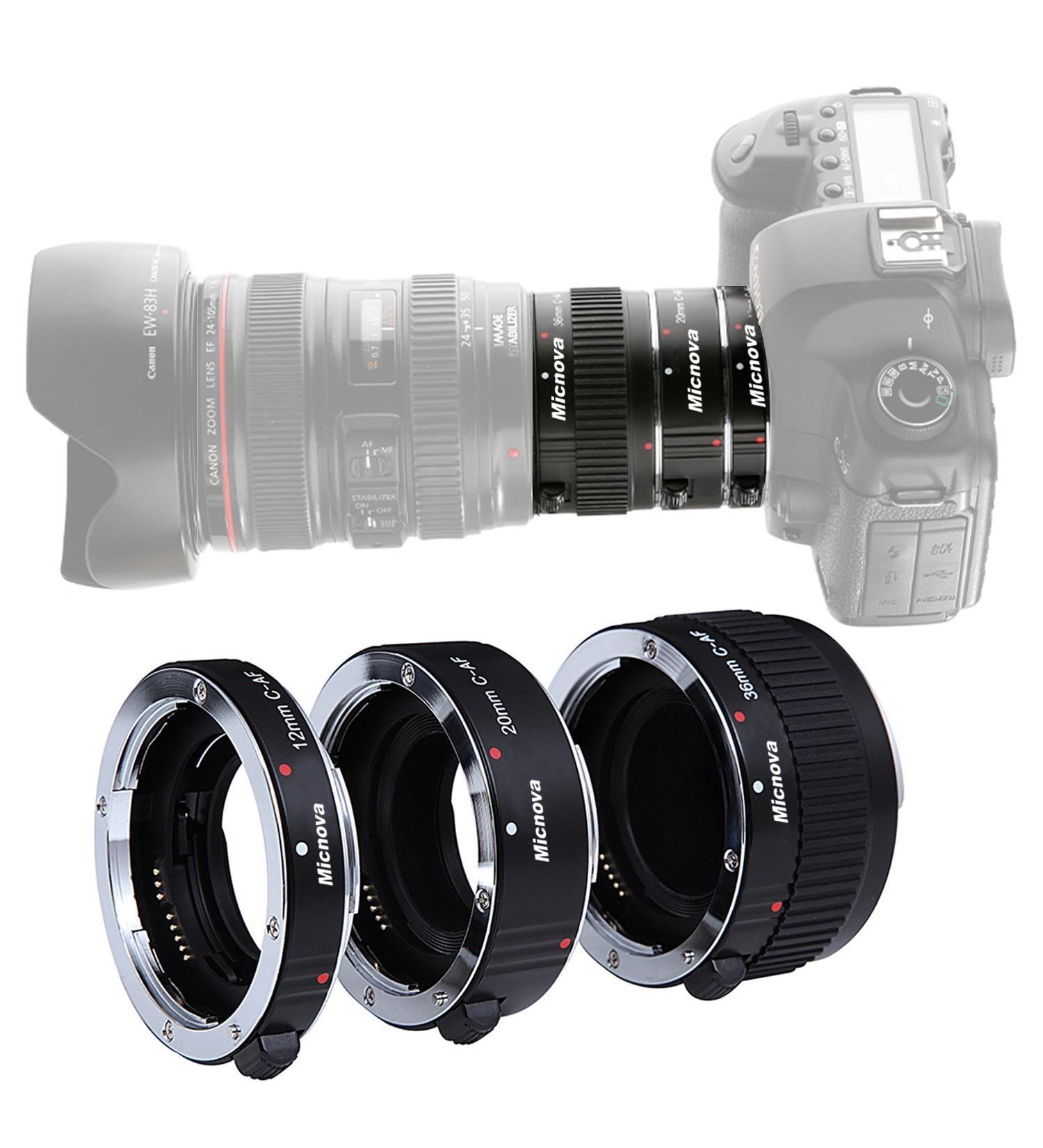 Canon DSLR Macro Lens Extension Tube Set for EOS EF & EF-S Mount Cameras (12mm 20mm 36mm) - Micnova KK-C68 Pro Auto Focus - Buy Online on GoSupps.com