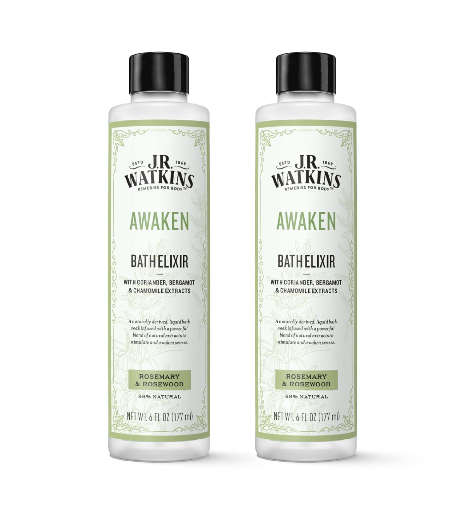 J.R. Watkins Awaken Bath Elixir Liquid Bath Soak Rosemary & Rosewood 6 oz (Pack of 2) - Buy Online on GoSupps.com