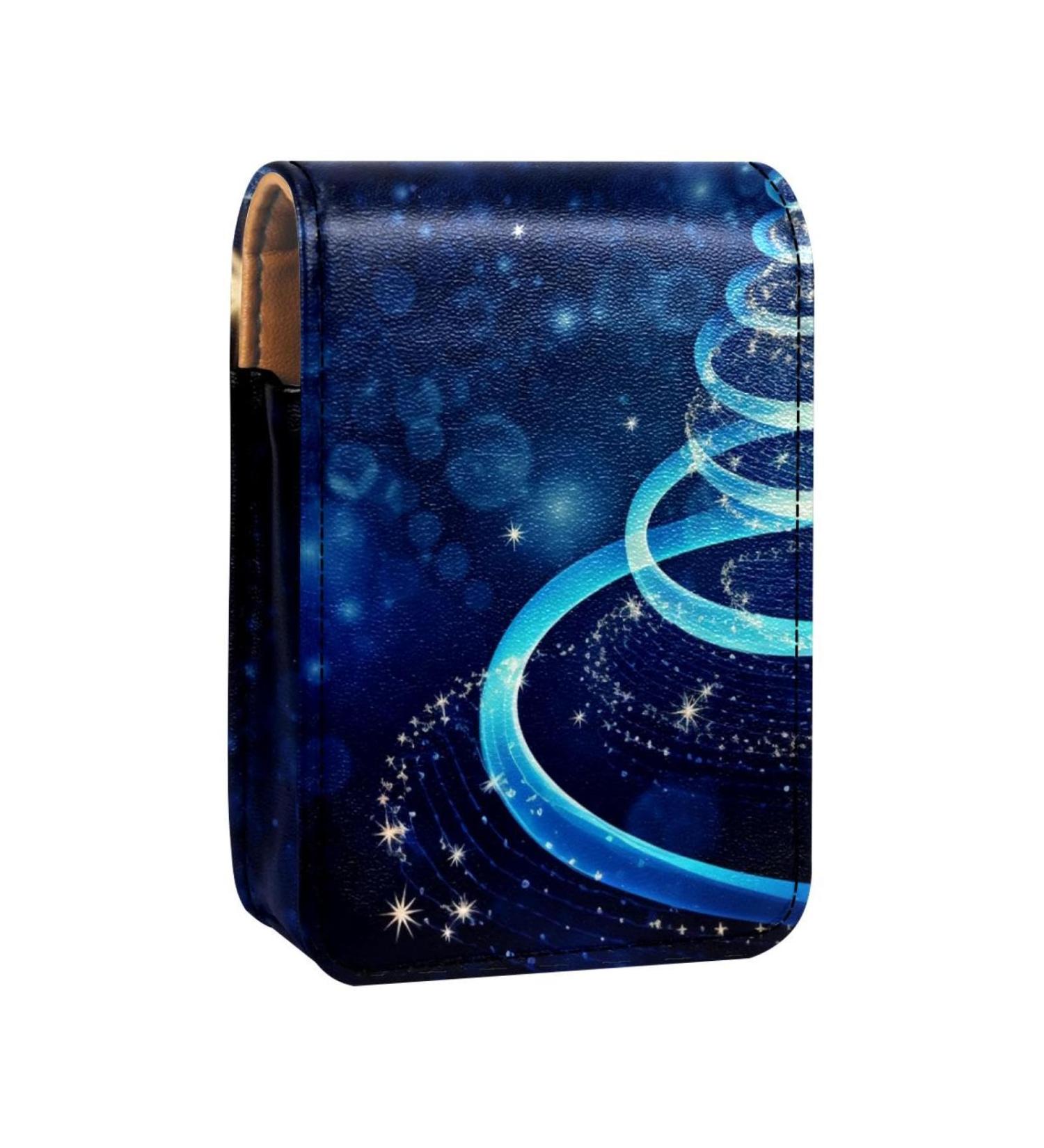 Travel Lipstick Organizer Case - Portable Makeup Bag with Mirror | Abstract Christmas Tree Design - Shop Internationally - Buy Online on GoSupps.com