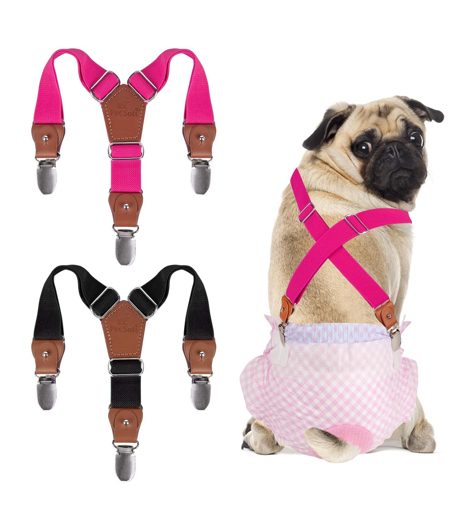 Soft Dog Diaper Trousers - 2 Pack Dog Diaper Harness for Puppies | Black-Pink S - Buy Online on GoSupps.com