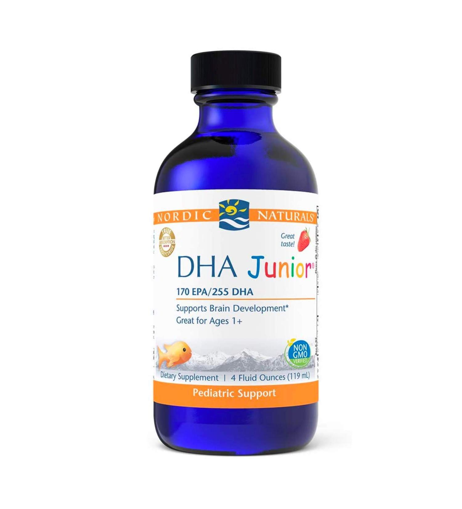 Nordic Naturals DHA Junior for Kids 1+, Strawberry Flavor, 4 fl oz | Omega-3 Supplement - Buy Online on GoSupps.com