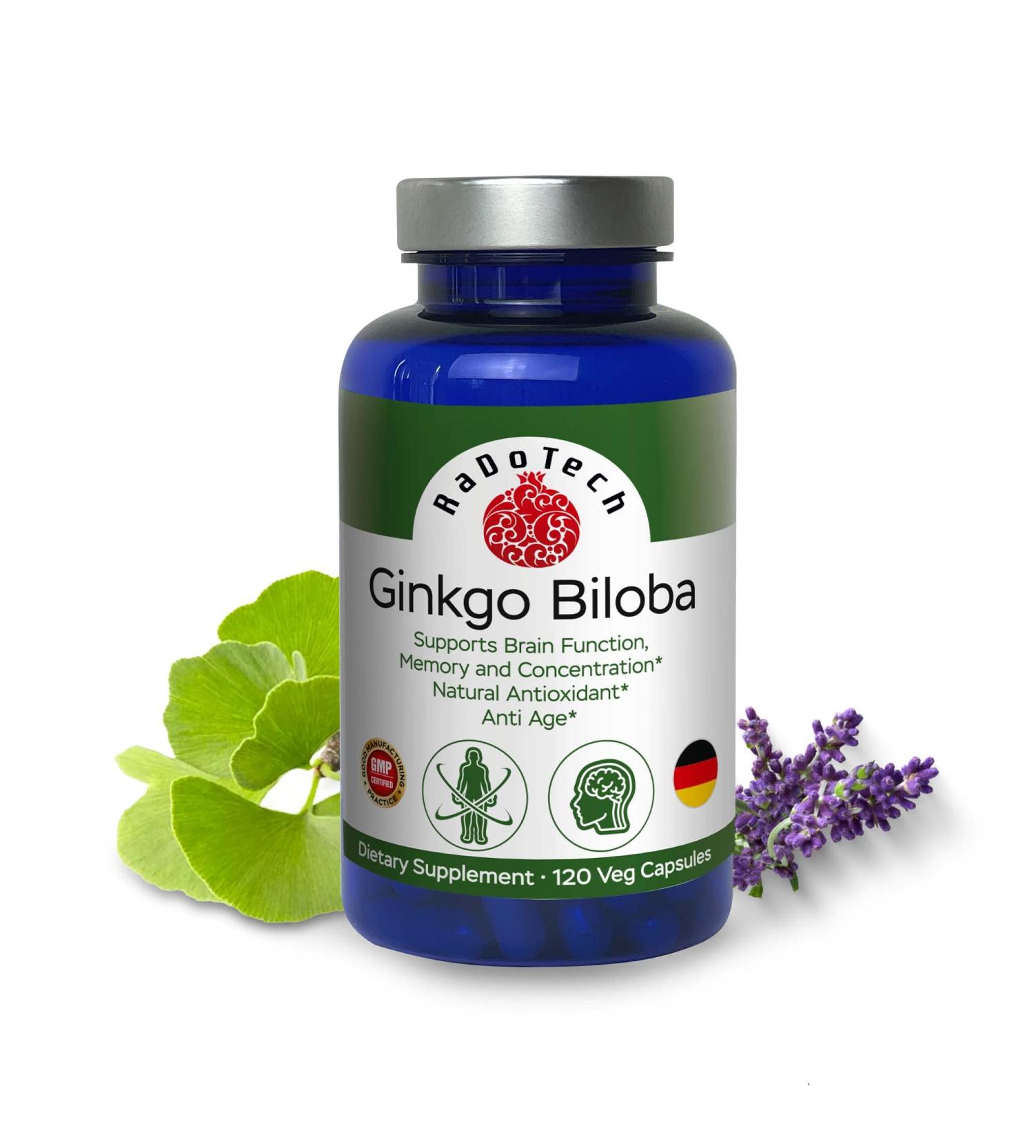 RaDoTech Ginkgo Biloba Memory Focus & Brain Function Support Antioxidant-Rich Plant-Based GMP Herbal Nootropic Vegetarian Capsules 120 Count (Pack of 1) - Buy Online on GoSupps.com