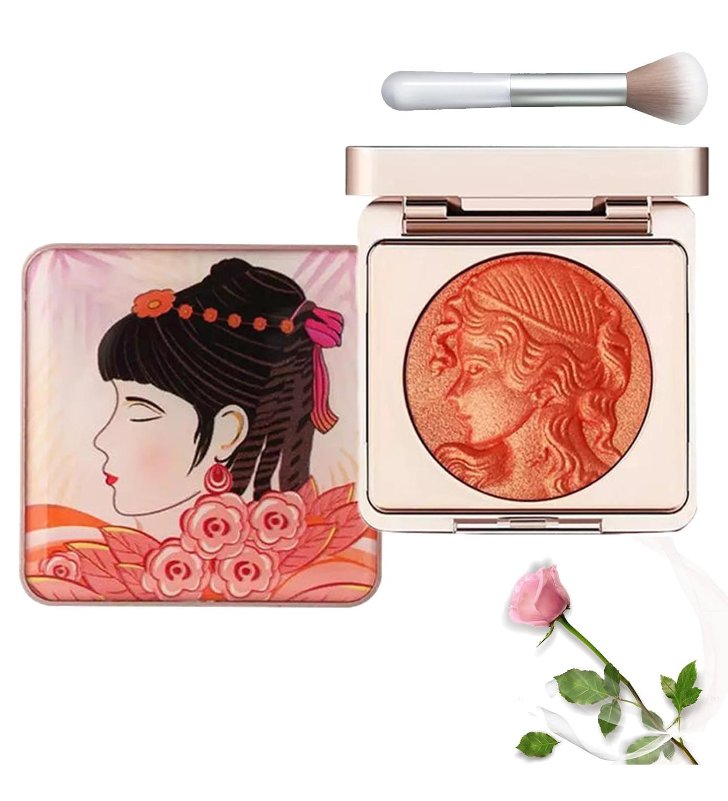 Embossed Smooth Powder Blush Palette for Cheeks Matte Face Powder Blush Palette Face Matte Blush Palette Natural Makeup Long Lasting Baked Texture for All Skins (Orange) - Buy Online on GoSupps.com
